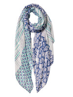 Clayre & Eef Écharpe 85*180 cm bleu JZSC0599BL