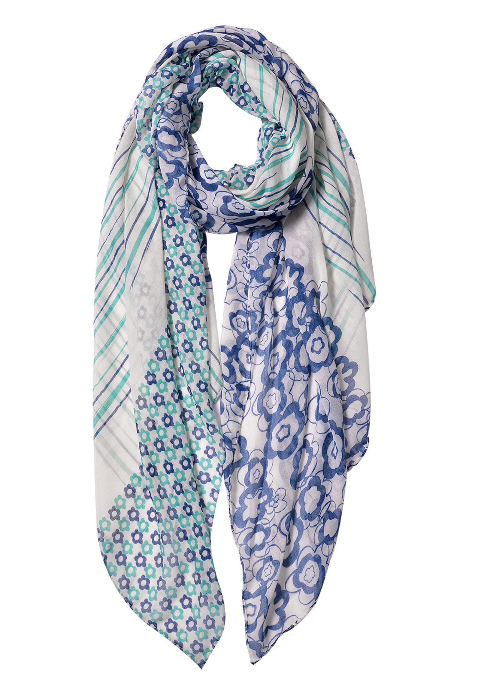 Clayre & Eef Écharpe 85*180 cm bleu JZSC0599BL