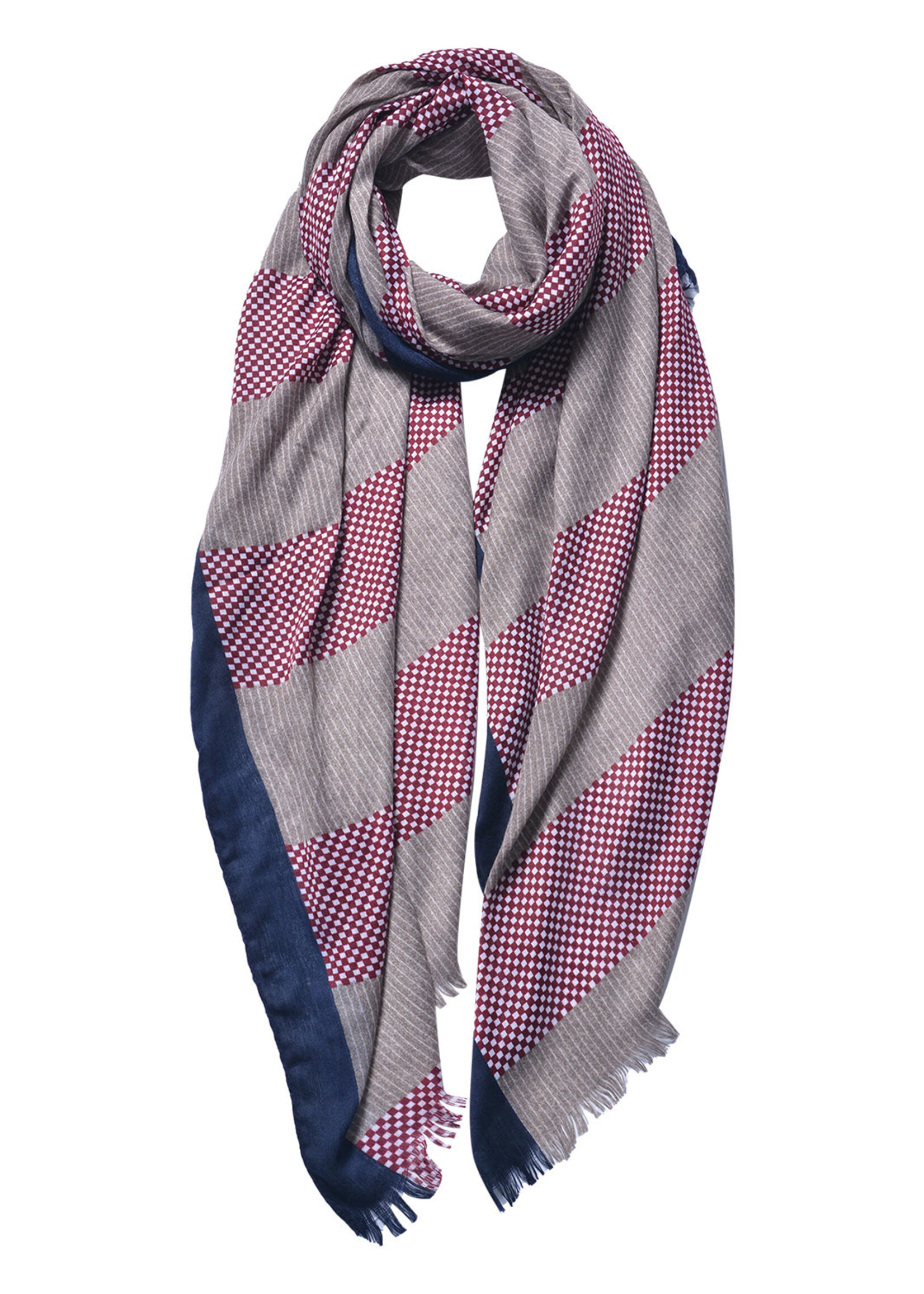 Clayre & Eef Sjaal 85*180 cm rood JZSC0600P