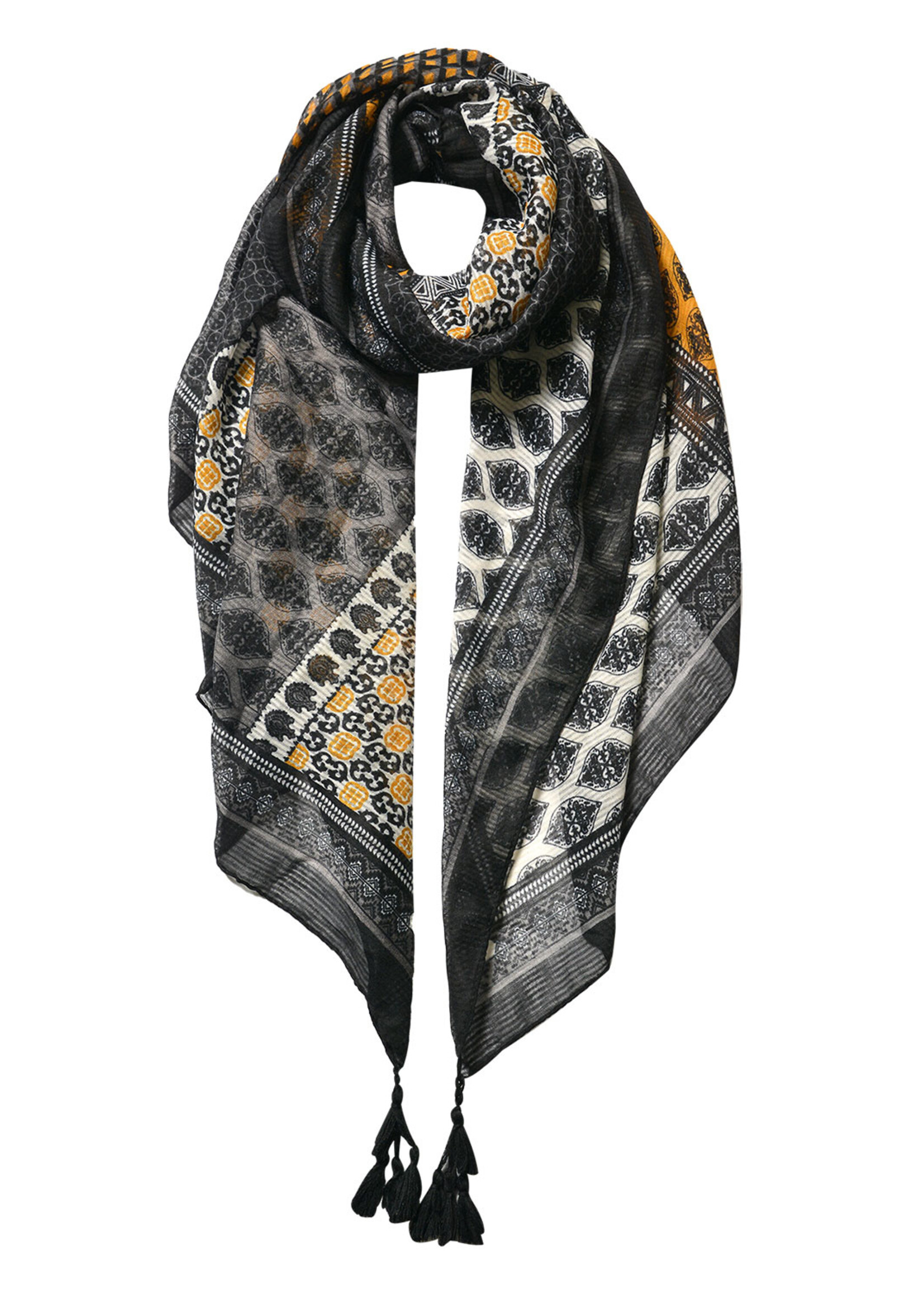 Clayre & Eef Écharpe 85*180 cm noir JZSC0601Y