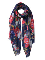 Clayre & Eef Écharpe 70*180 cm bleu MLSC0437BL