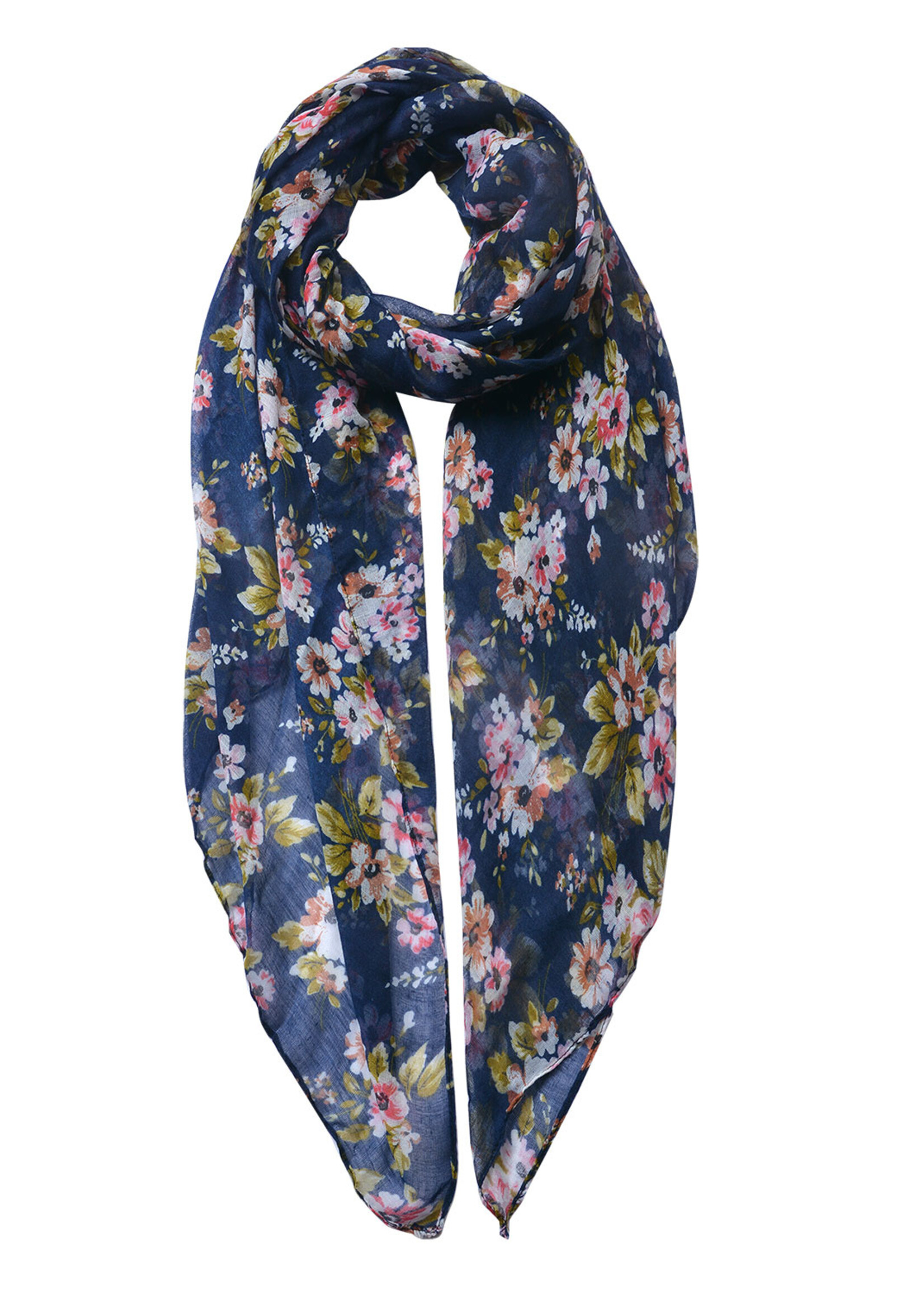 Clayre & Eef Écharpe 80*180 cm bleu MLSC0448BL