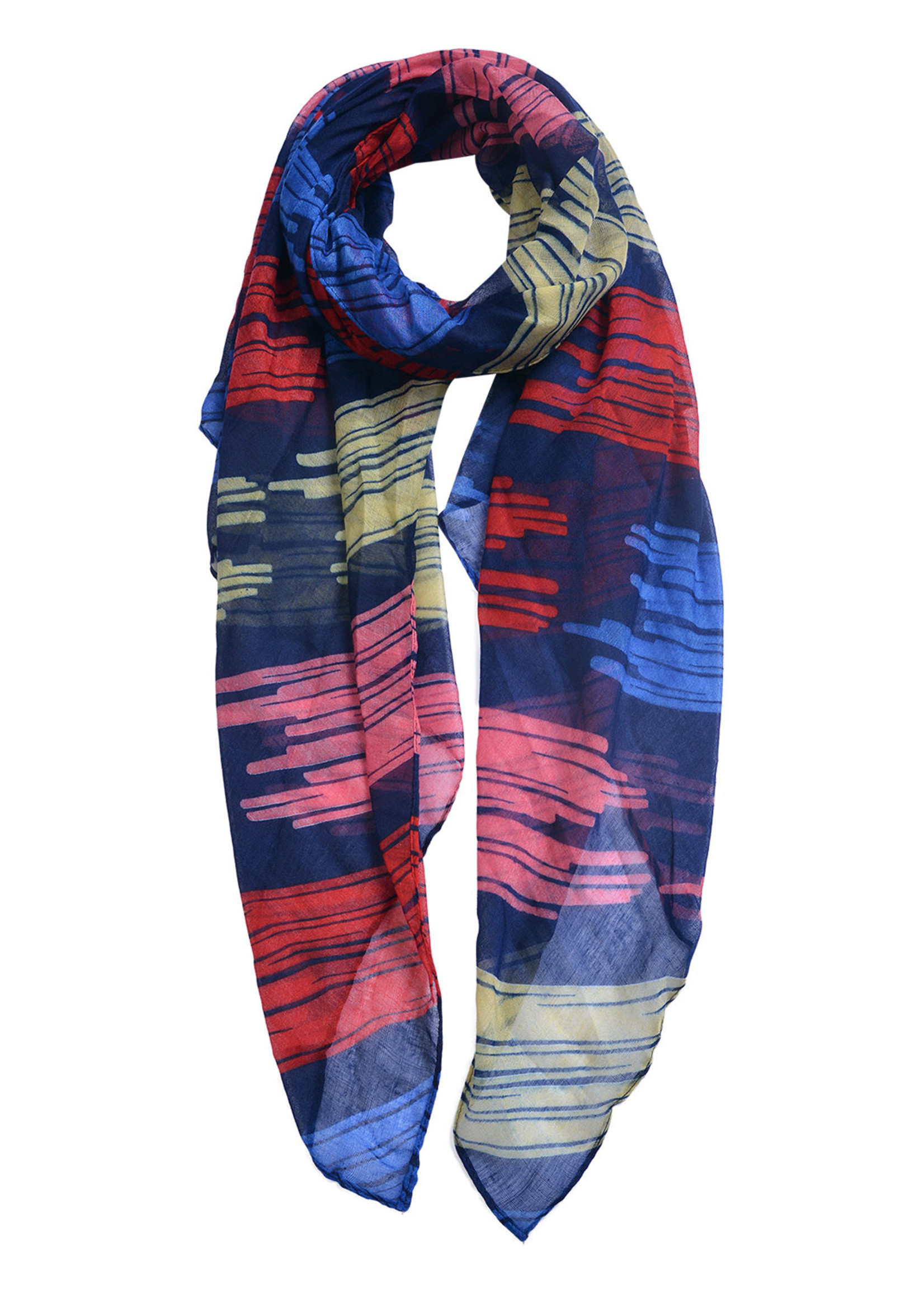 Clayre & Eef Écharpe 80*180 cm bleu MLSC0482BL