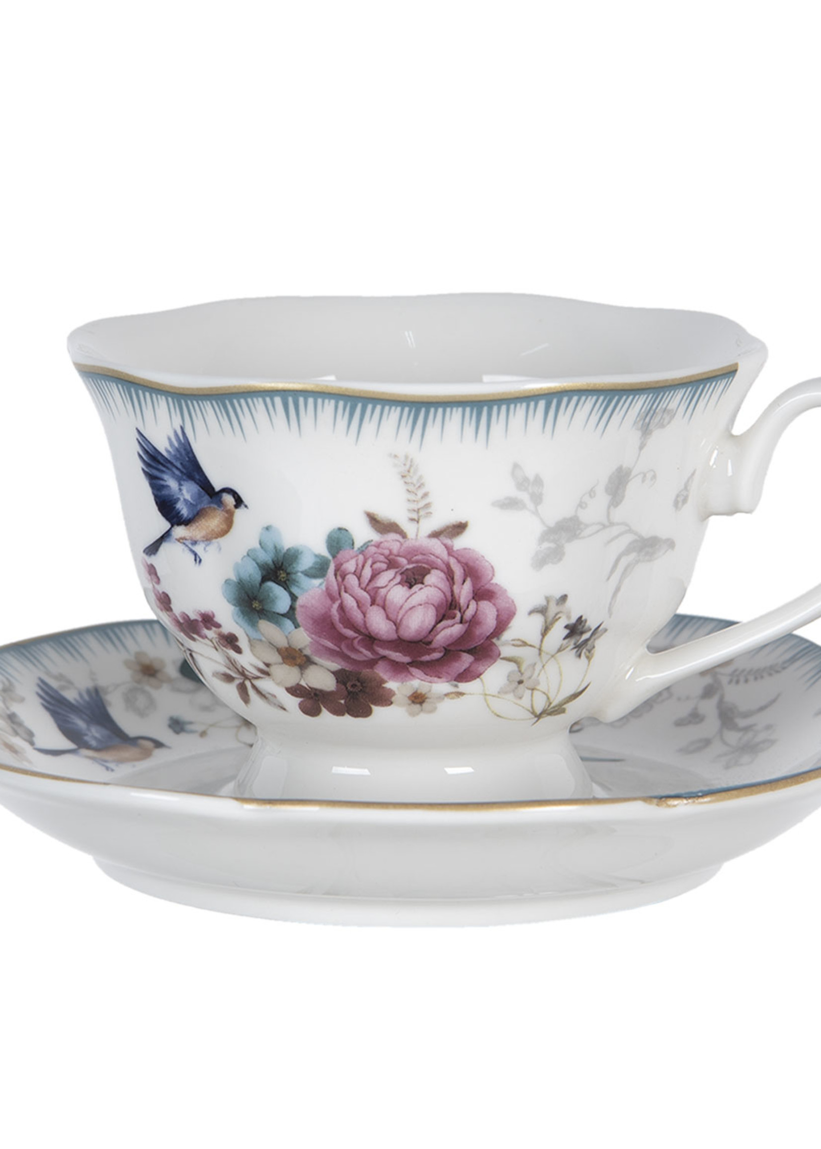 Clayre & Eef Tasse et soucoupe 12*9*7 / Ø 14*2 cm / 220 ml PIRKS