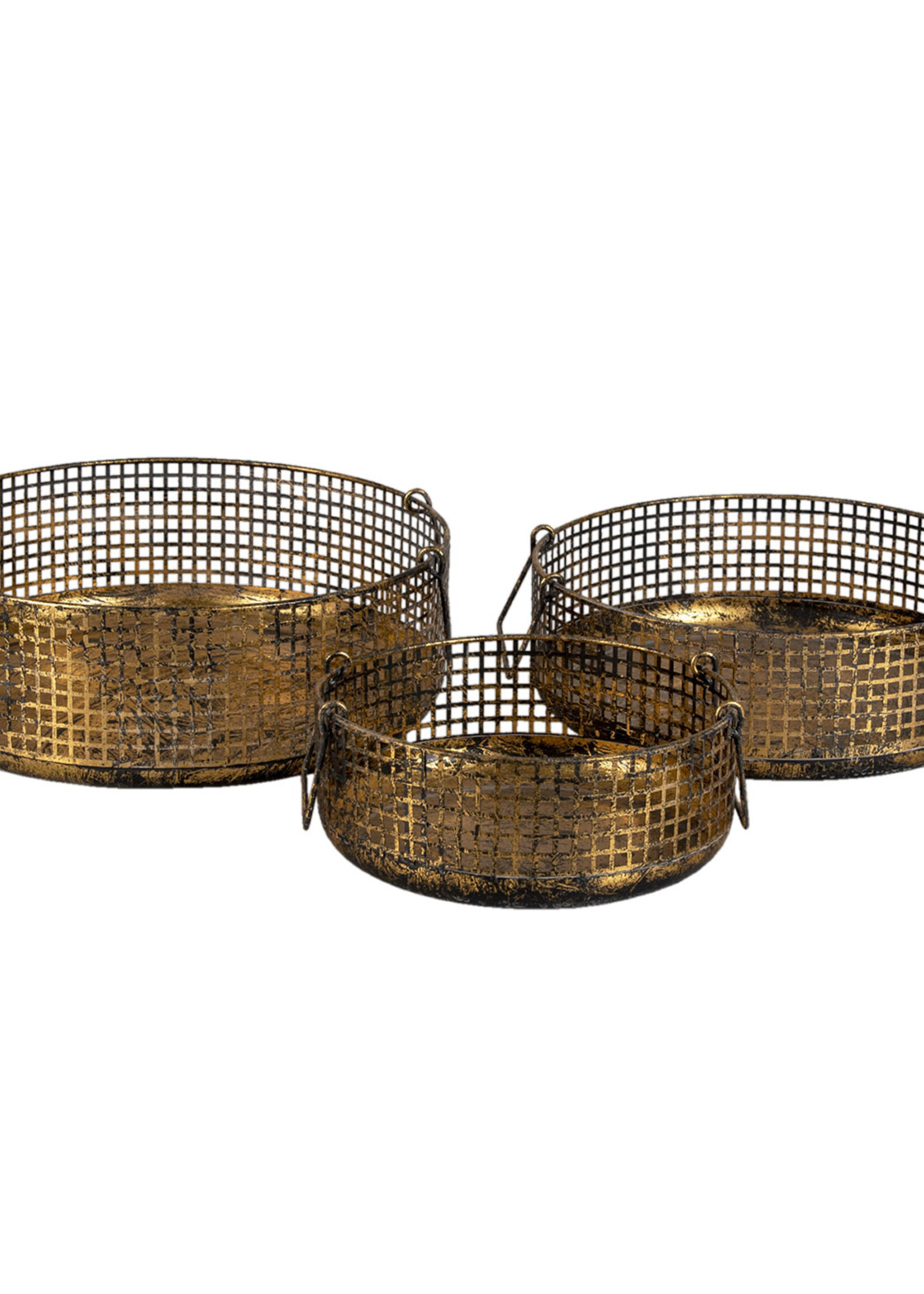 Clayre & Eef Porte plantes (3) Ø 38*14 / Ø 34*12 / Ø 25*11 cm 6Y4499