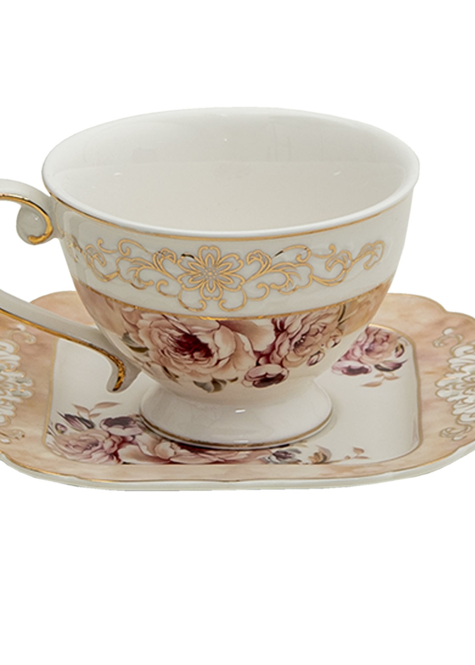 Clayre & Eef Tasse et soucoupe 12*9*7 / 14*15*1 cm / 200 ml 6CE1271