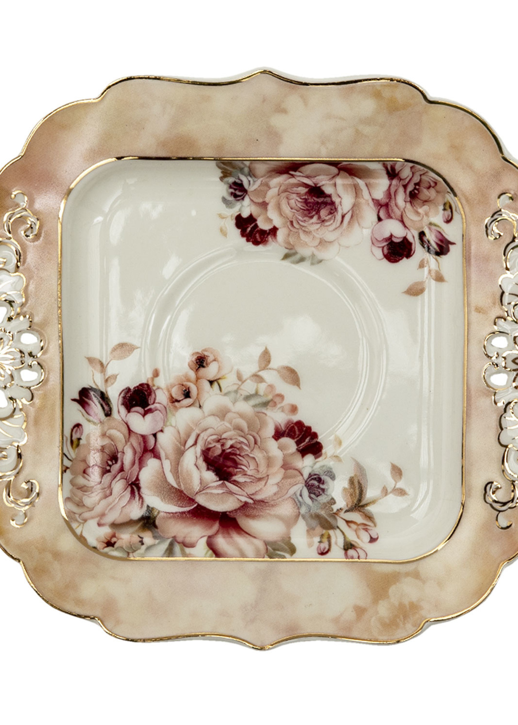 Clayre & Eef Kop en schotel 12*9*7 / 14*15*1 cm / 200 ml 6CE1271