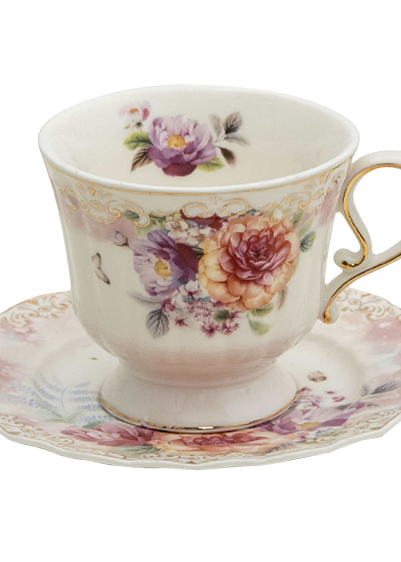 Clayre & Eef Tasse et soucoupe 12*9*8 / Ø 15*1 cm / 200 ml 6CE1273