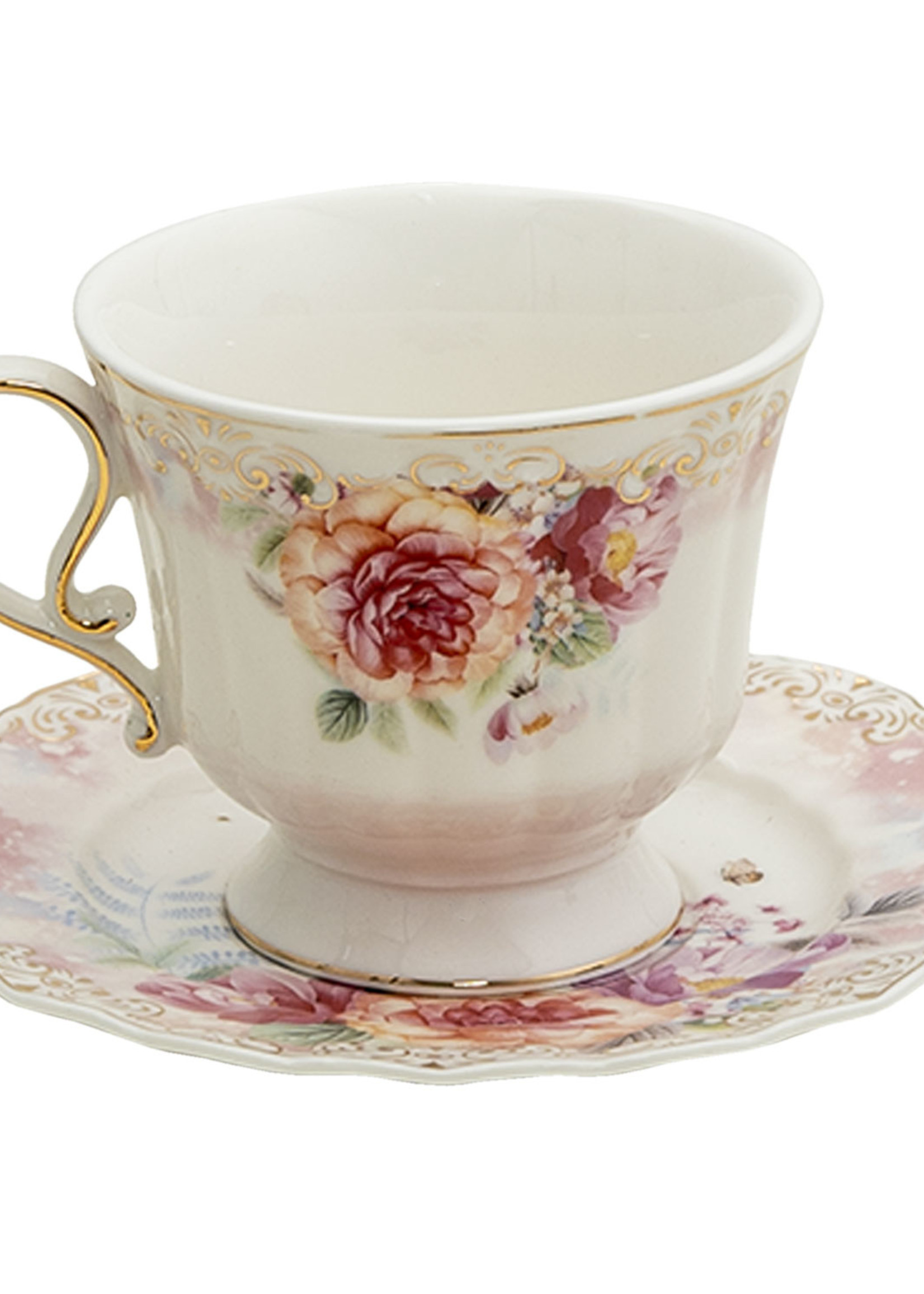 Clayre & Eef Kop en schotel 12*9*8 / Ø 15*1 cm / 200 ml 6CE1273