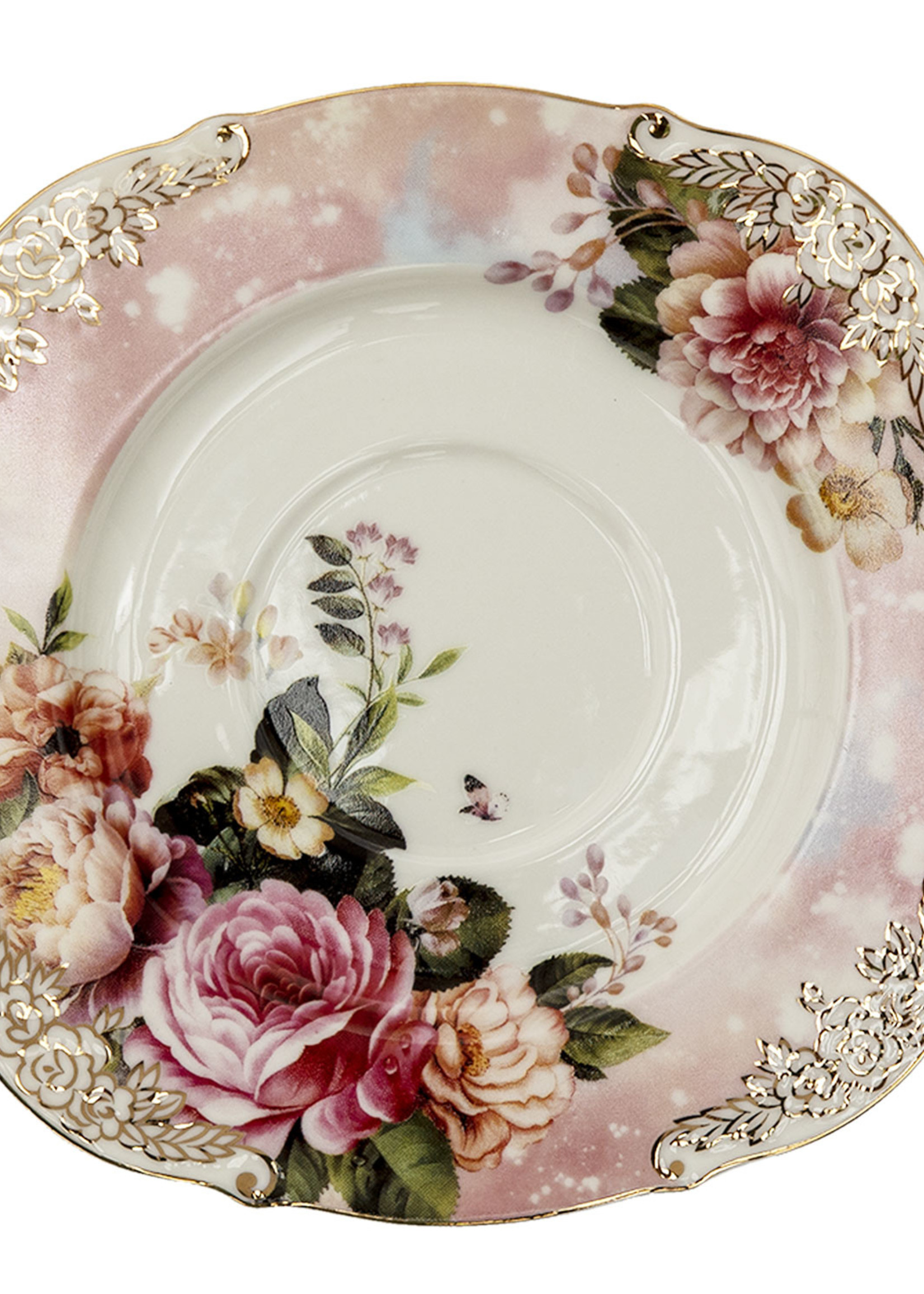 Clayre & Eef Kop en schotel 12*9*7 / Ø 15*1 cm / 200 ml 6CE1274