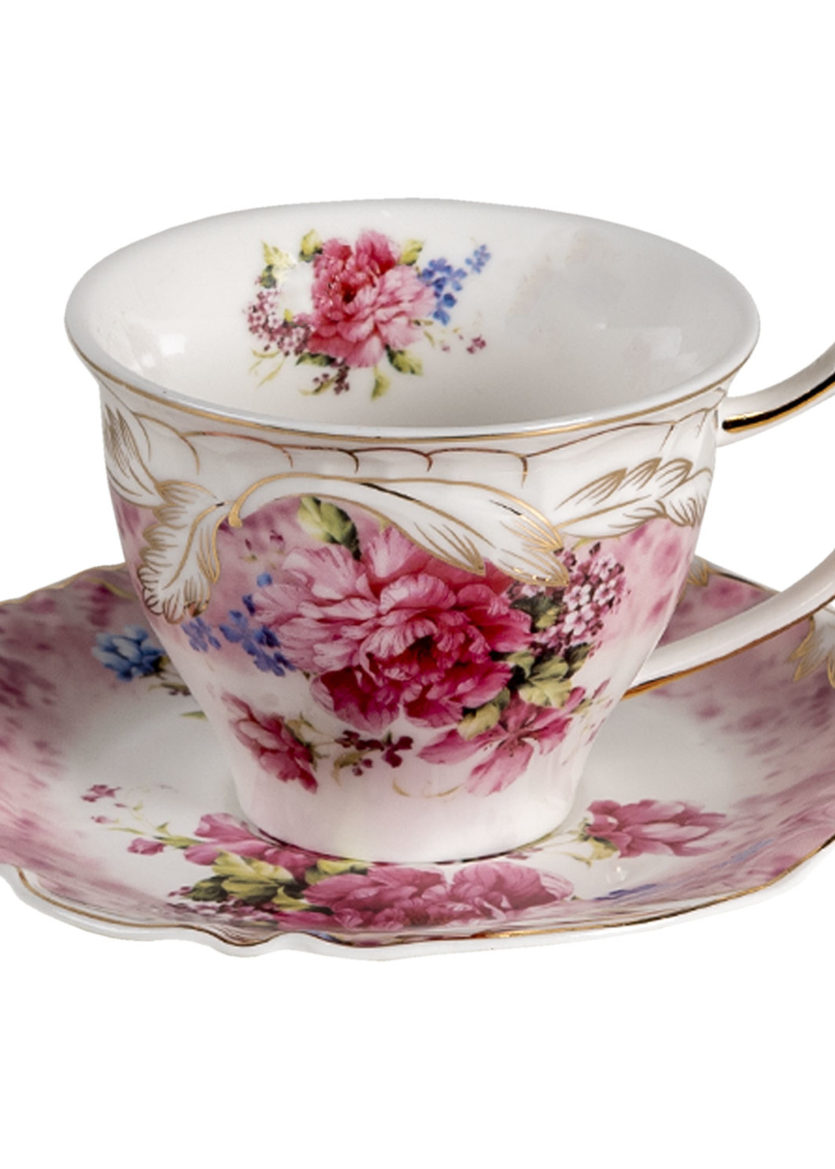 Clayre & Eef Tasse et soucoupe 12*9*7 / 14*15*1 cm / 200 ml 6CE1270