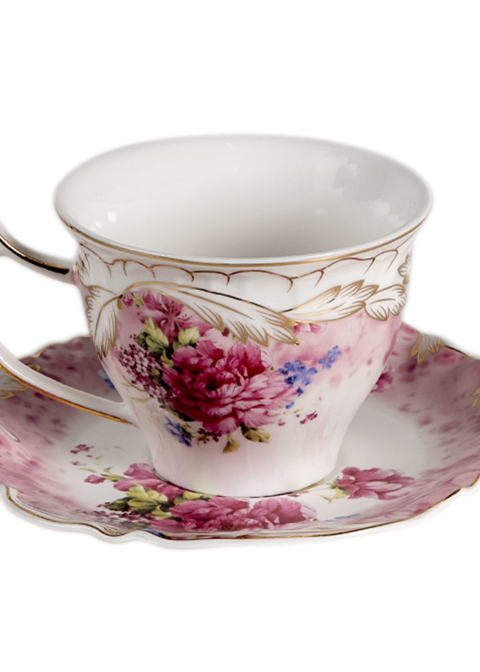 Clayre & Eef Kop en schotel 12*9*7 / 14*15*1 cm / 200 ml 6CE1270