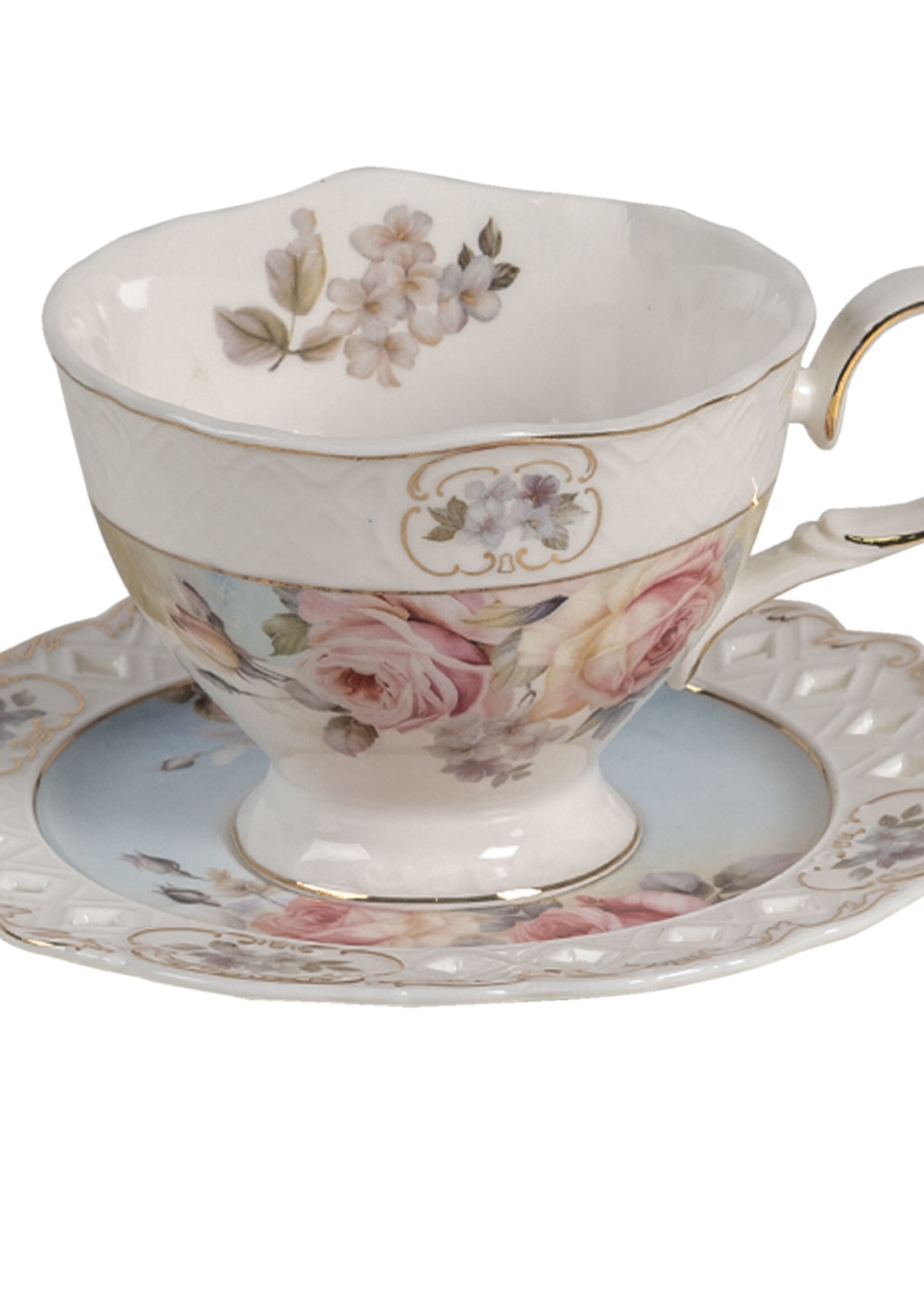 Clayre & Eef Tasse et soucoupe 13*10*7 / Ø 15*1 cm / 200 ml 6CE1272