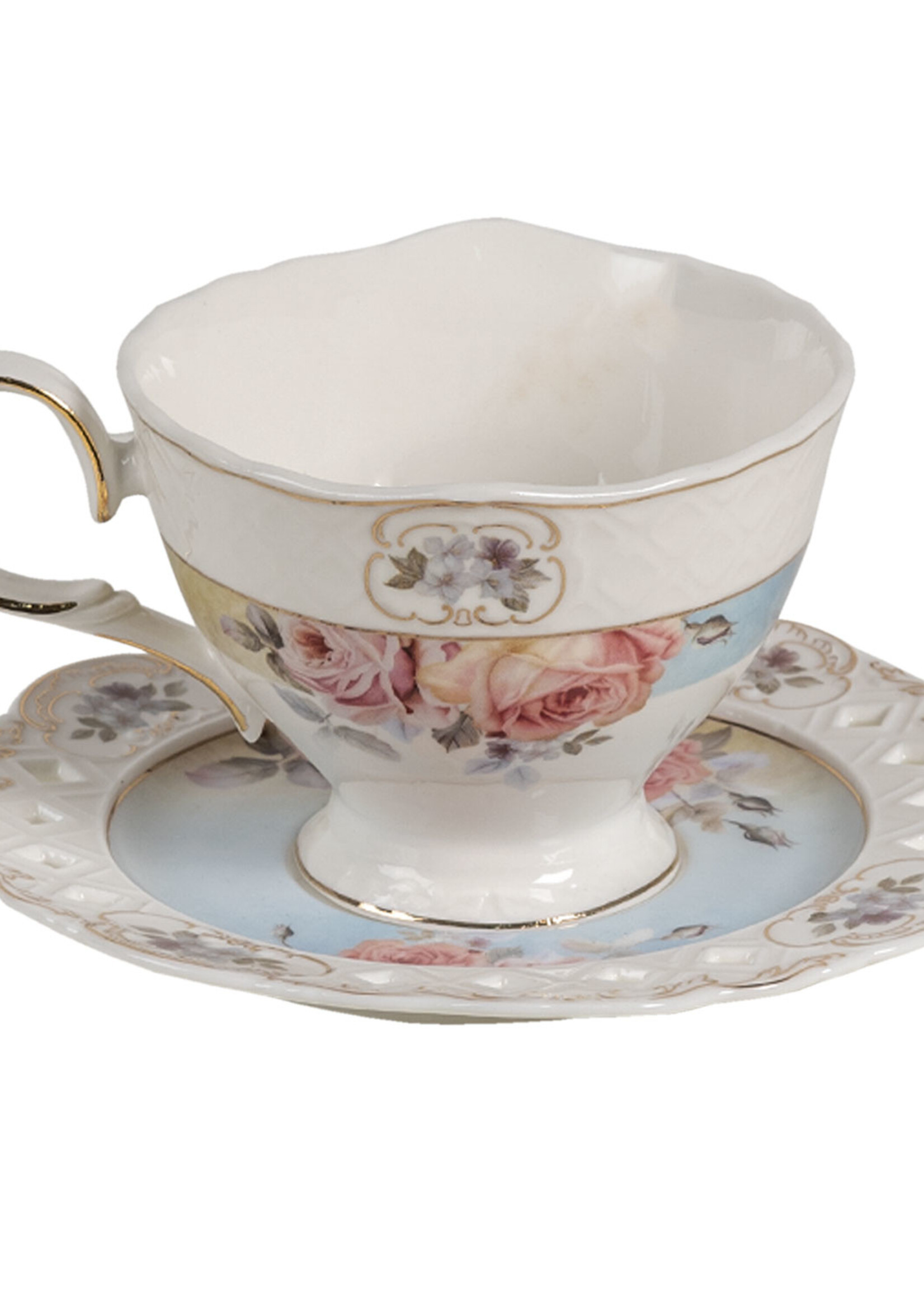 Clayre & Eef Tasse et soucoupe 13*10*7 / Ø 15*1 cm / 200 ml 6CE1272