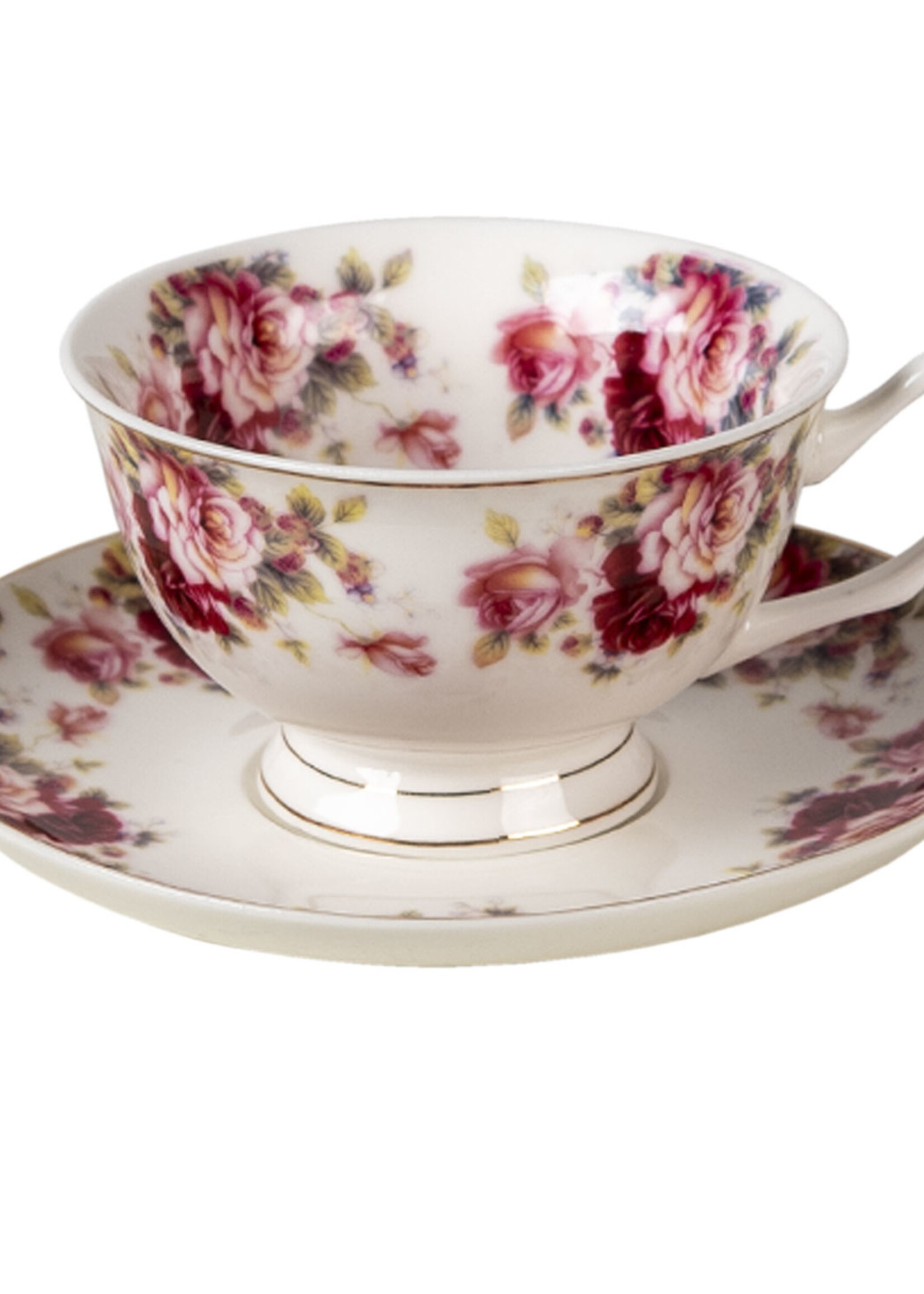 Clayre & Eef Kop en schotel 12*10*6 / Ø 15*2 cm / 200 ml 6CE1277