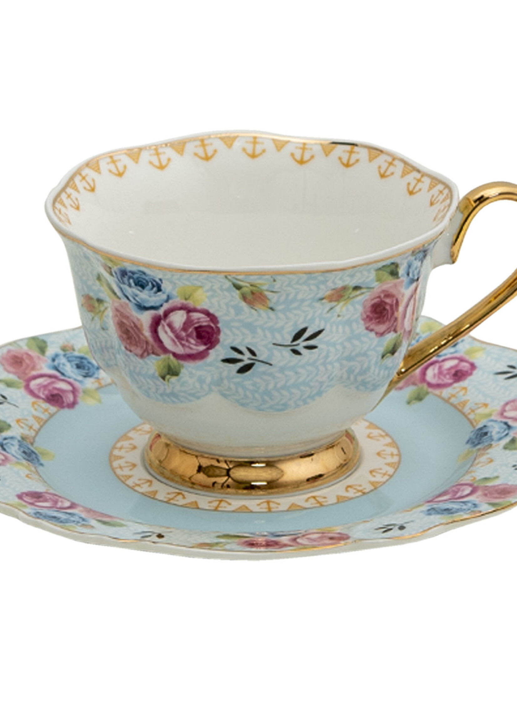 Clayre & Eef Kop en schotel 12*9*7 / Ø 15*2 cm / 160 ml 6CE1279