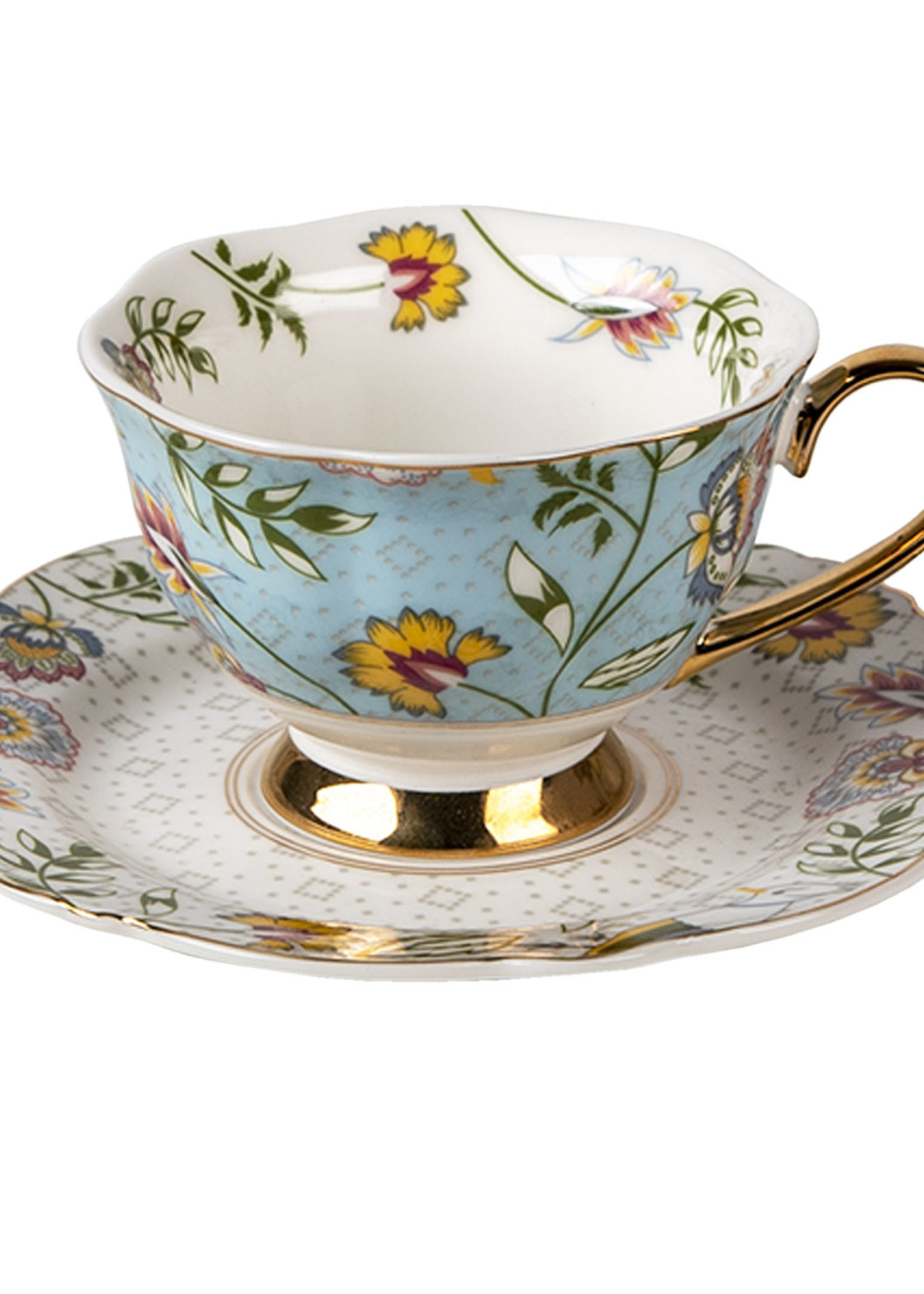 Clayre & Eef Kop en schotel 12*9*6 / Ø 15*2 cm / 200 ml 6CE1282