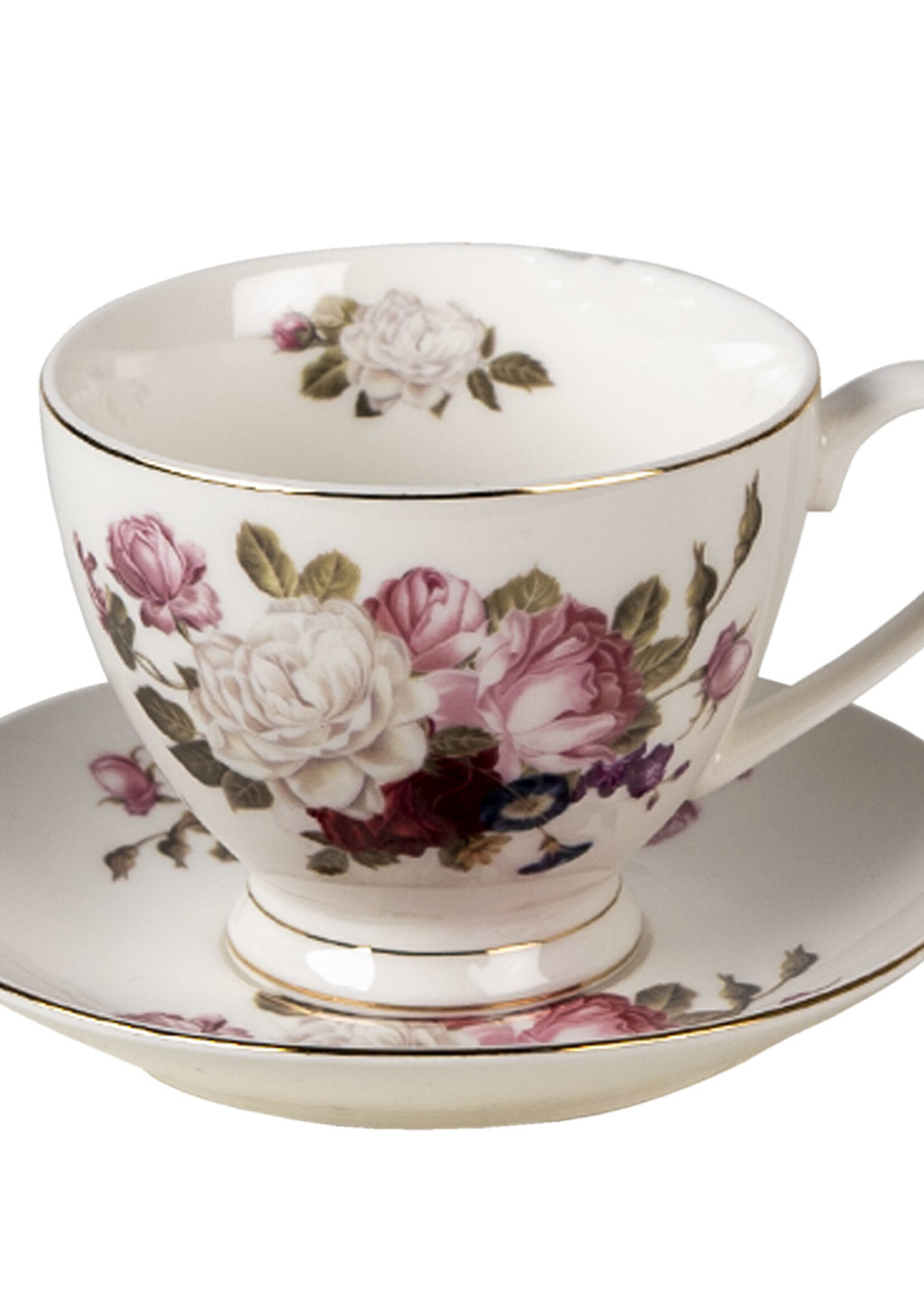 Clayre & Eef Tasse et soucoupe Ø 13*2 / Ø 8*7 cm / 200 ml 6CE1290