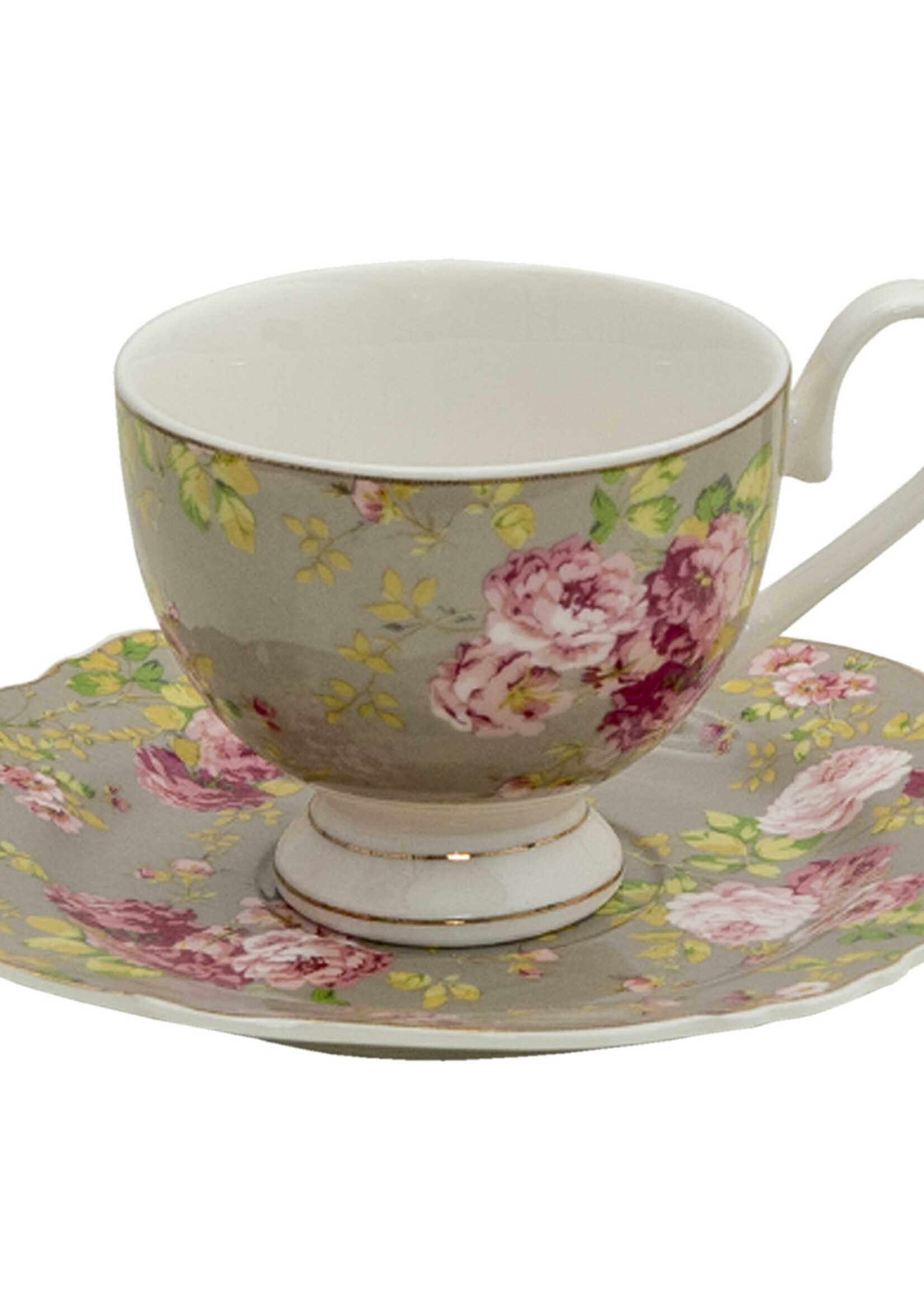 Clayre & Eef Tasse et soucoupe Ø 15*2 / 12*8*7 cm / 200 ml 6CE1294