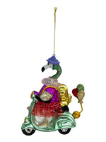 Clayre & Eef Boule de Noël flamant rose en scooter 14*5*12 cm 6GL3311