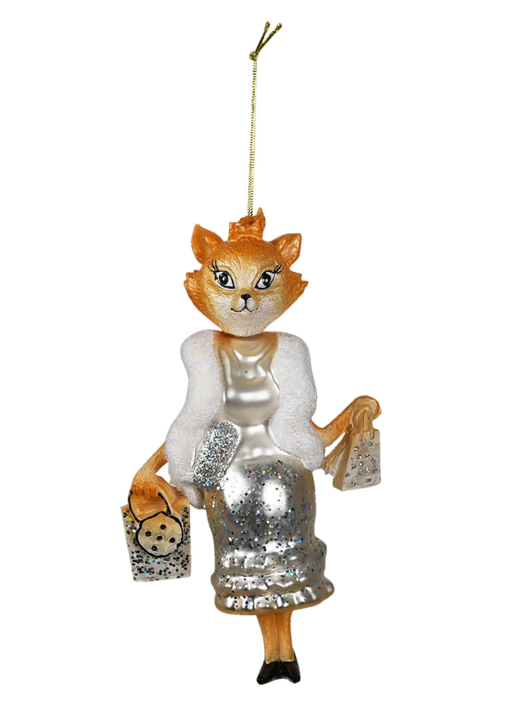 Clayre & Eef Boule de Noël chat 4*9*17 cm 6GL3312