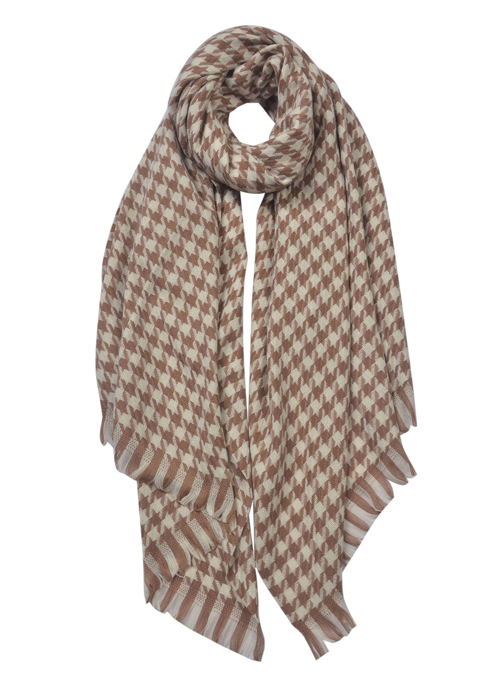 Clayre & Eef Sjaal 60*190 cm kaki JZSC0607KH