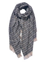 Clayre & Eef Sjaal 70*190 cm zwart JZSC0608Z