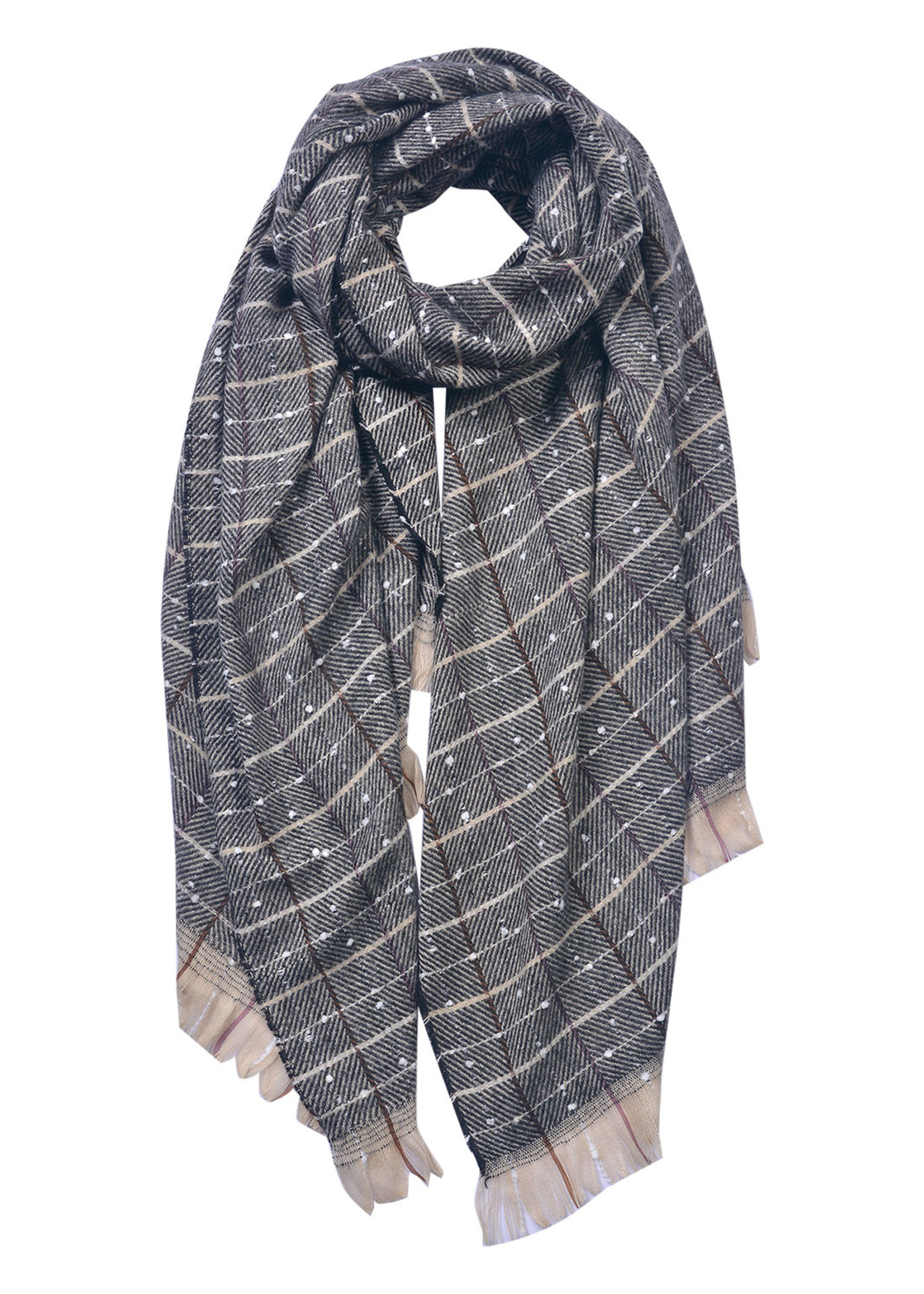 Clayre & Eef Sjaal 70*190 cm zwart JZSC0608Z