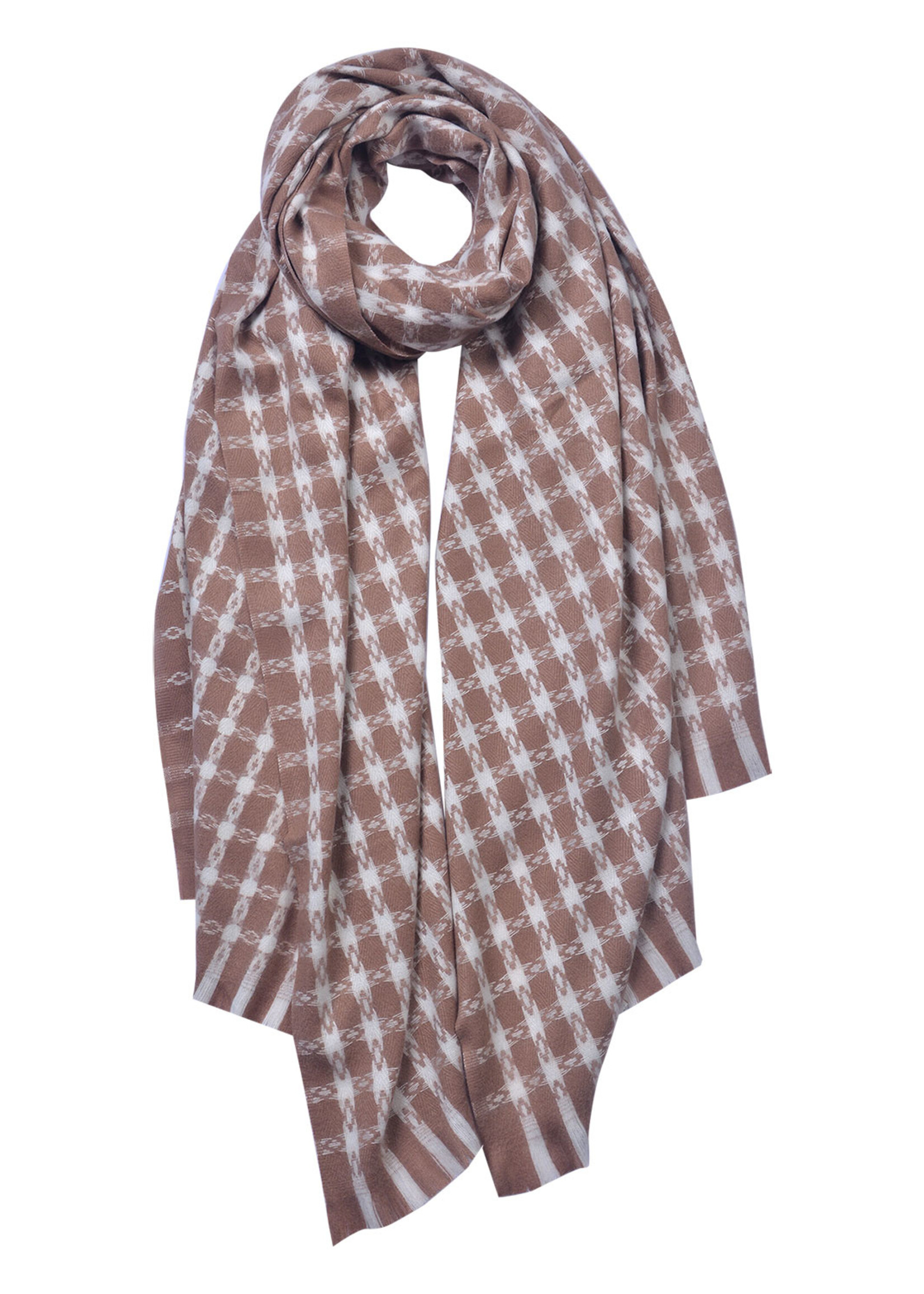 Clayre & Eef Écharpe 68*190 cm brun JZSC0609CH