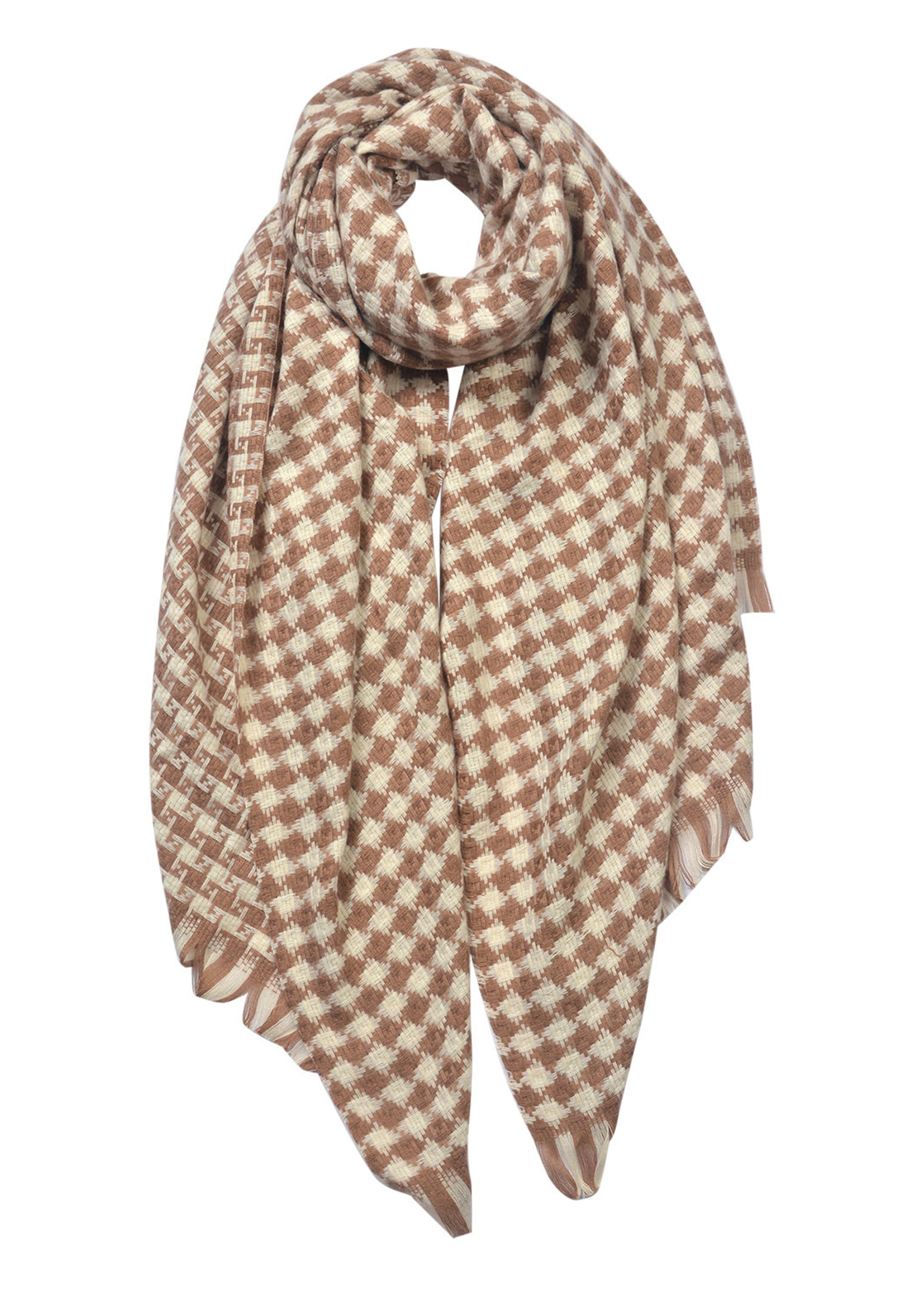 Clayre & Eef Sjaal 68*190 cm kaki JZSC0610KH