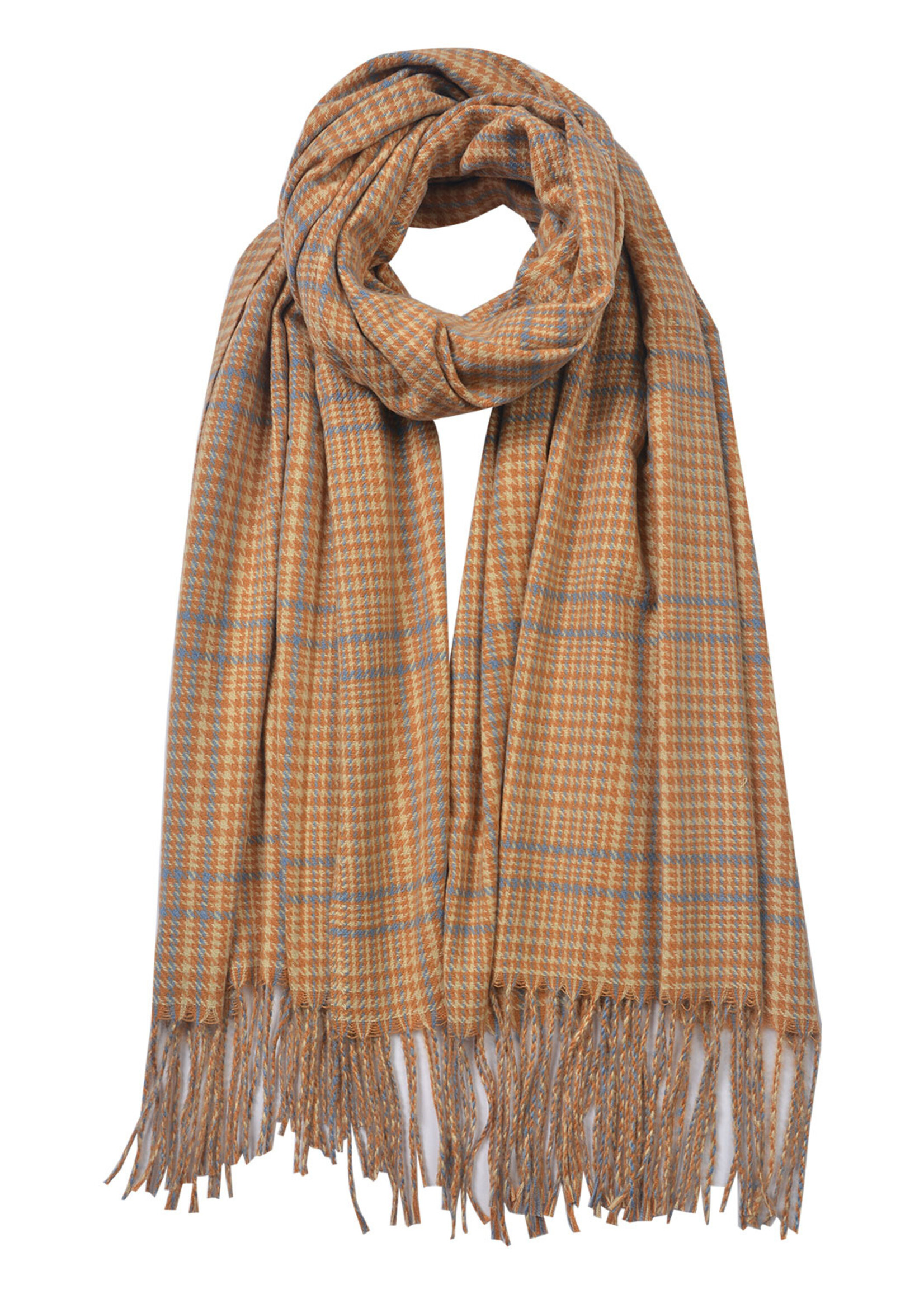 Clayre & Eef Sjaal 63*180 cm bruin JZSC0614CH