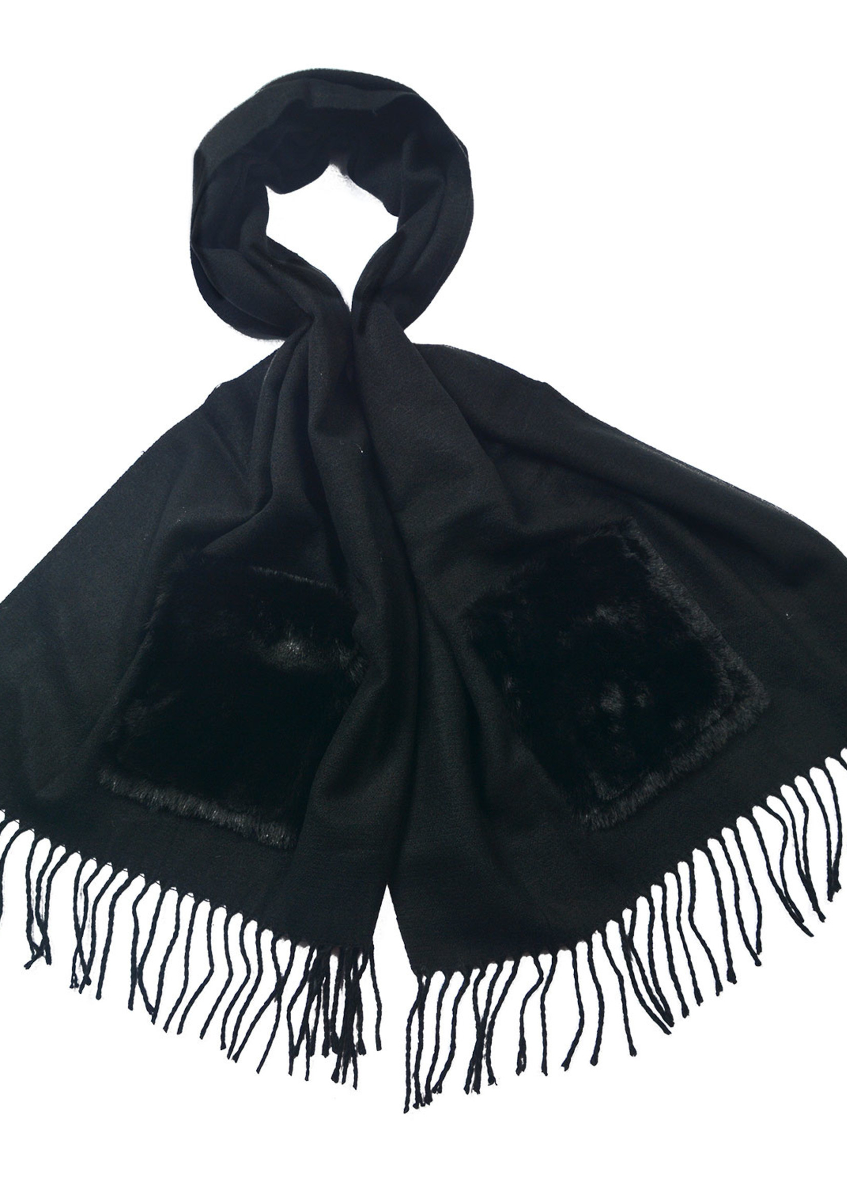 Clayre & Eef Sjaal 55*180 cm zwart JZSC0620Z