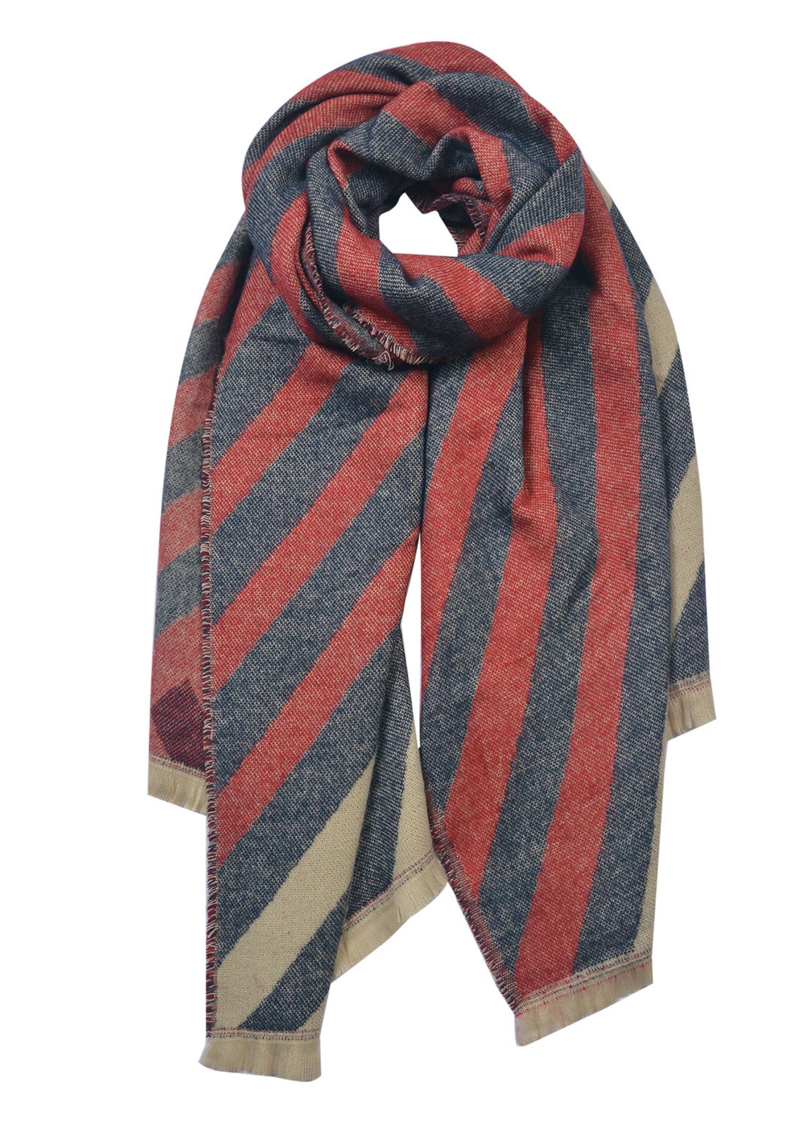 Clayre & Eef Sjaal 65*200 cm blauw JZSC0621BL