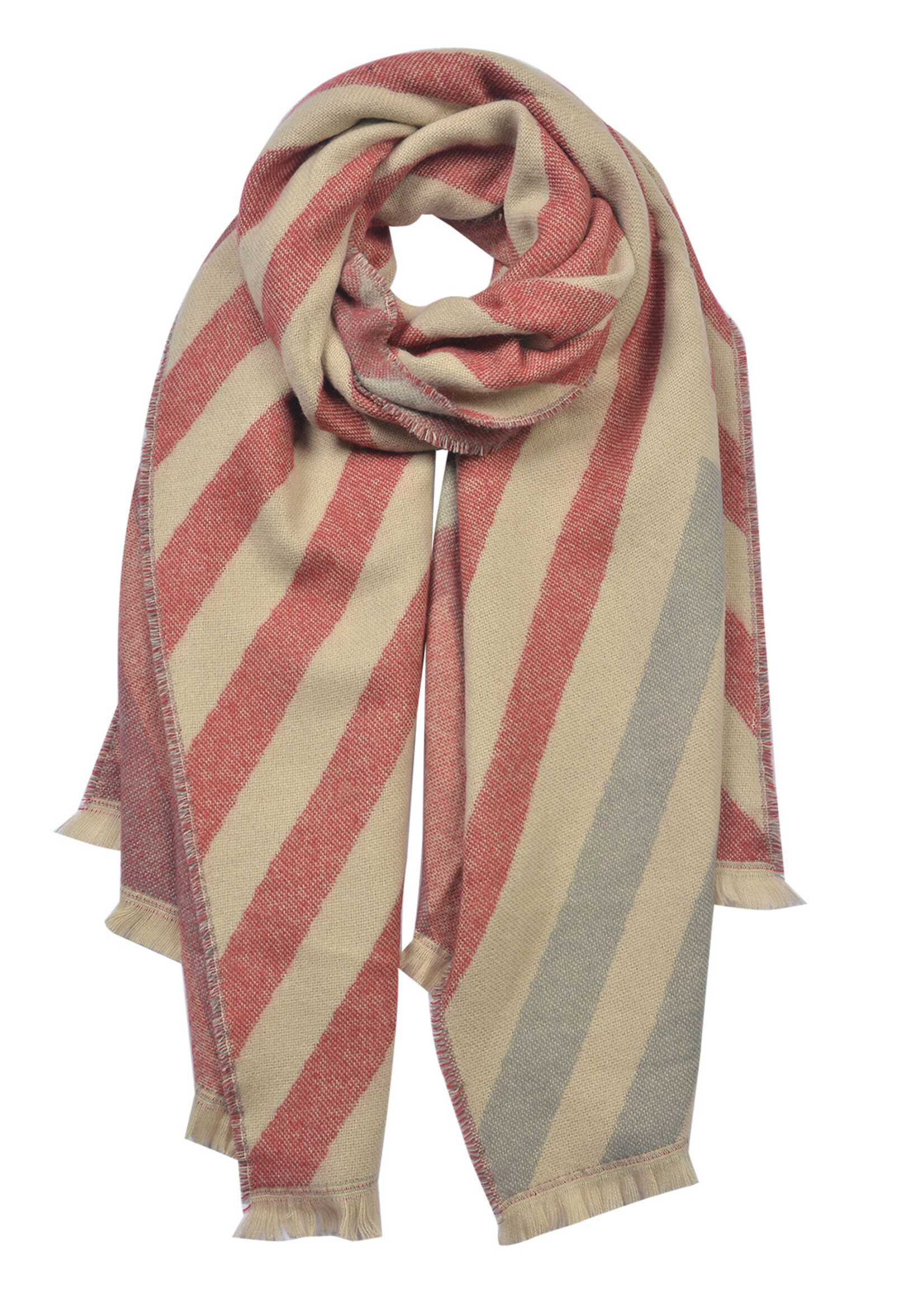 Clayre & Eef Écharpe 65*200 cm rouge JZSC0621BU