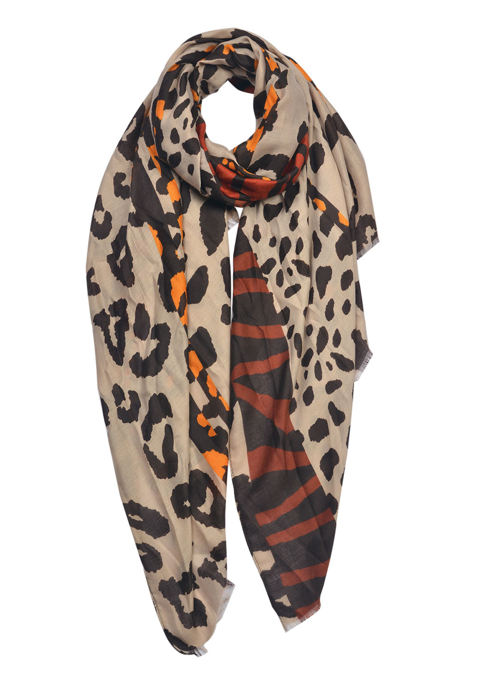 Clayre & Eef Sjaal 85*180 cm beige JZSC0633