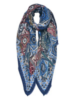 Clayre & Eef Sjaal 85*180 cm blauw JZSC0634