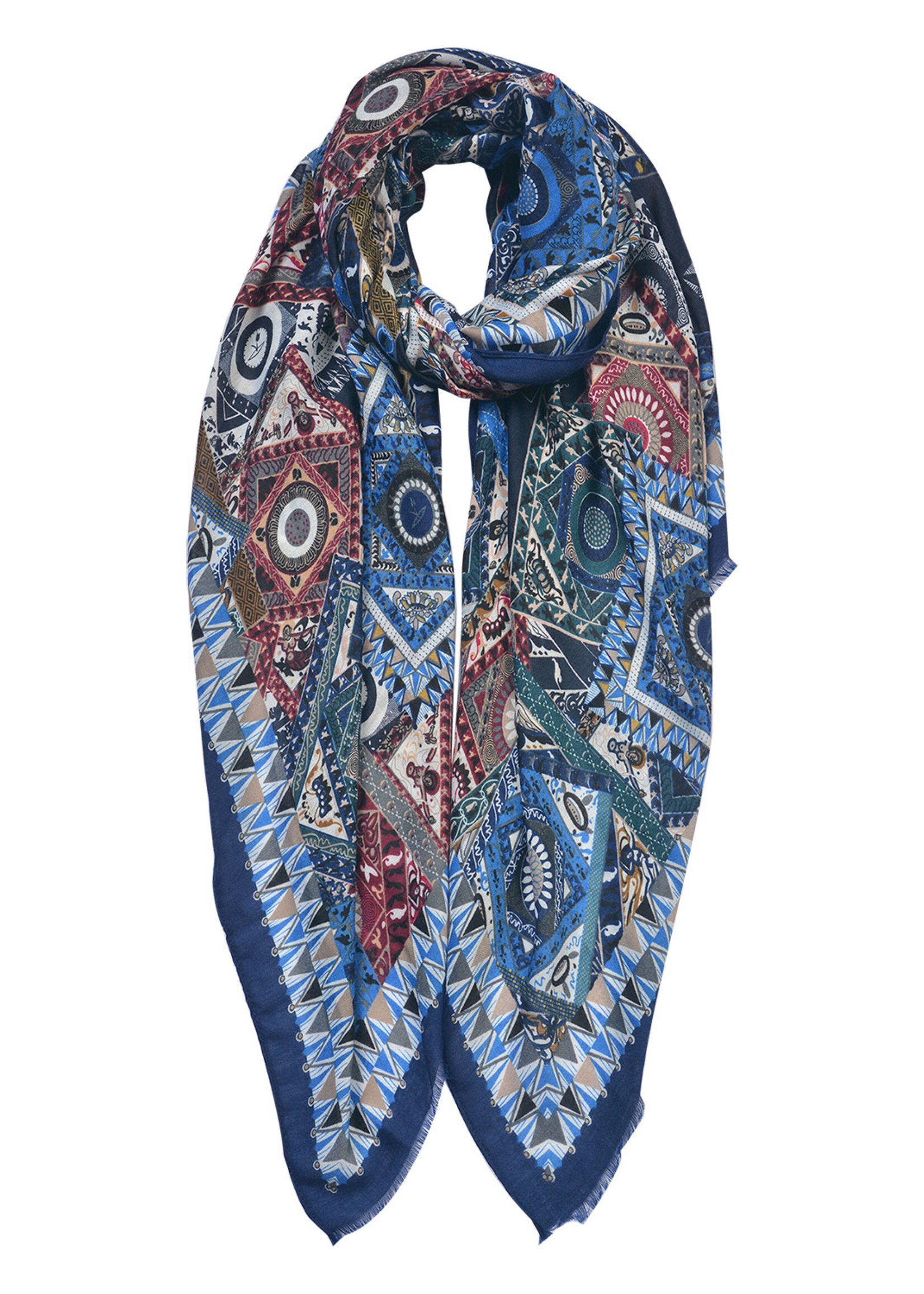 Clayre & Eef Sjaal 85*180 cm blauw JZSC0634