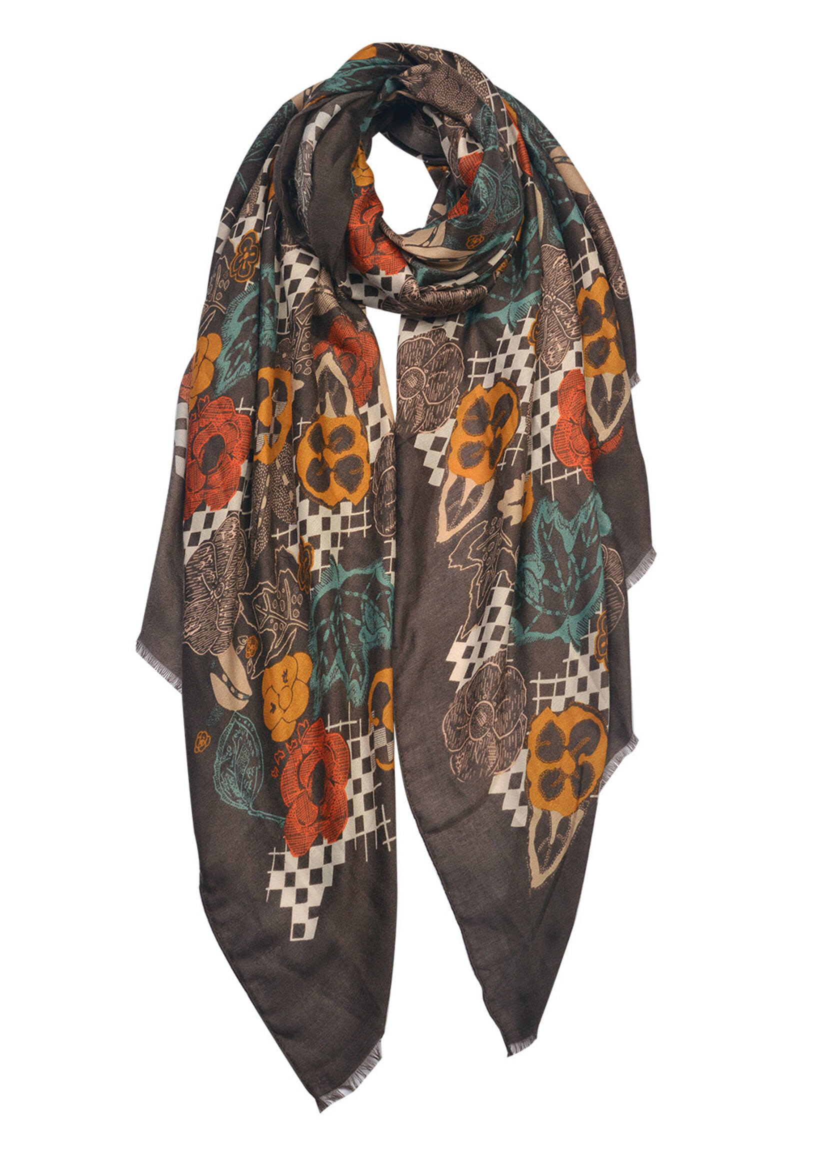 Clayre & Eef Écharpe 85*180 cm brun JZSC0635