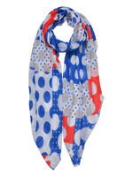 Clayre & Eef Sjaal 90*180 cm blauw JZSC0645