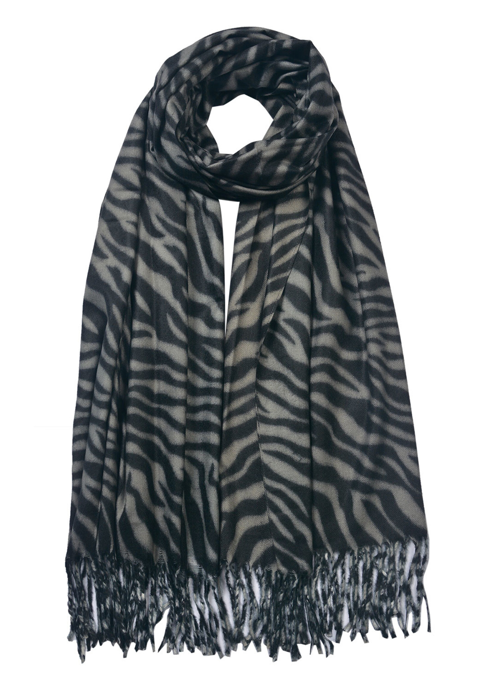 Clayre & Eef Sjaal 70*180 cm zwart JZSC0646