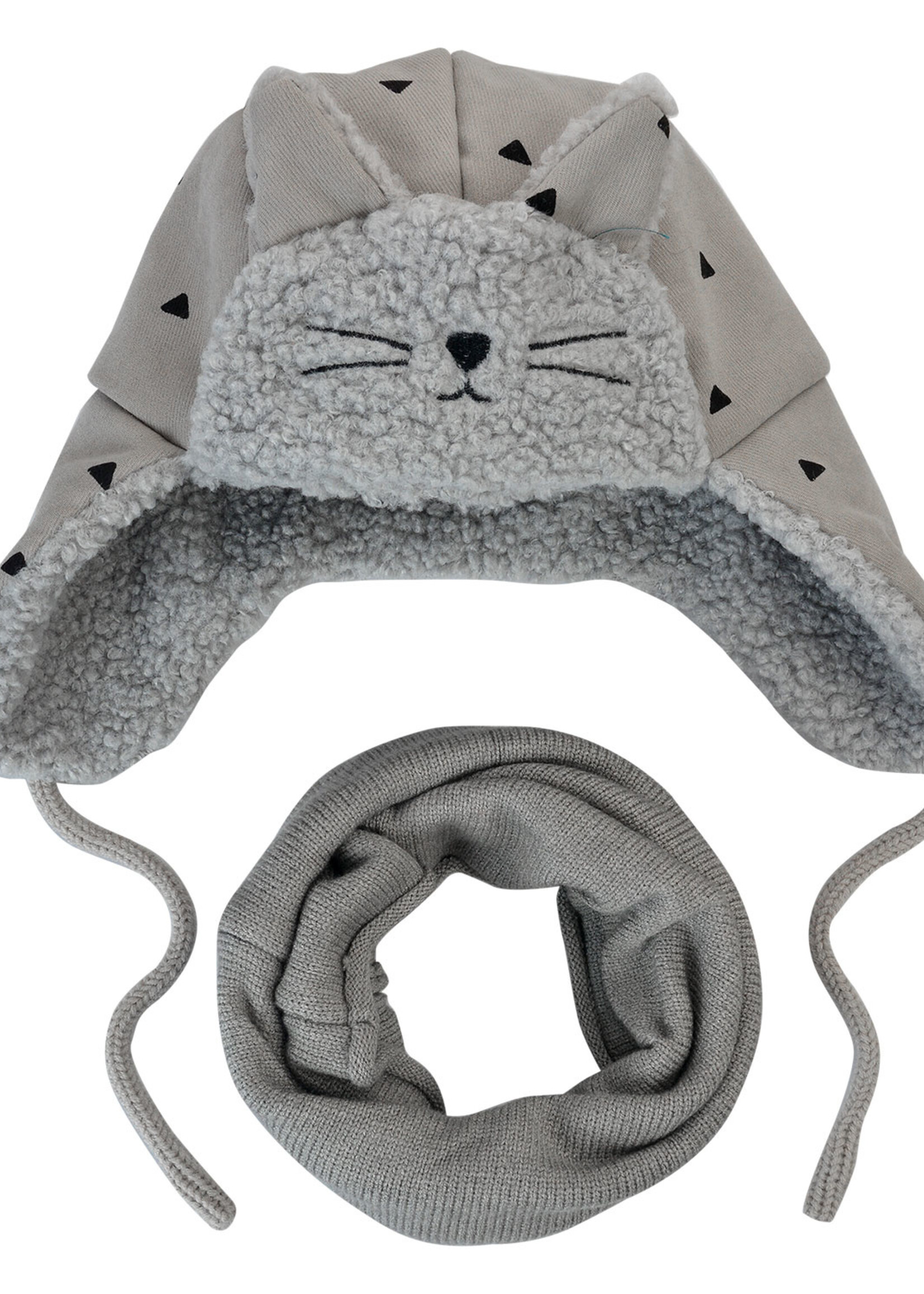 Clayre & Eef Kinder Sjaal / muts set grijs MLLLSH0001G