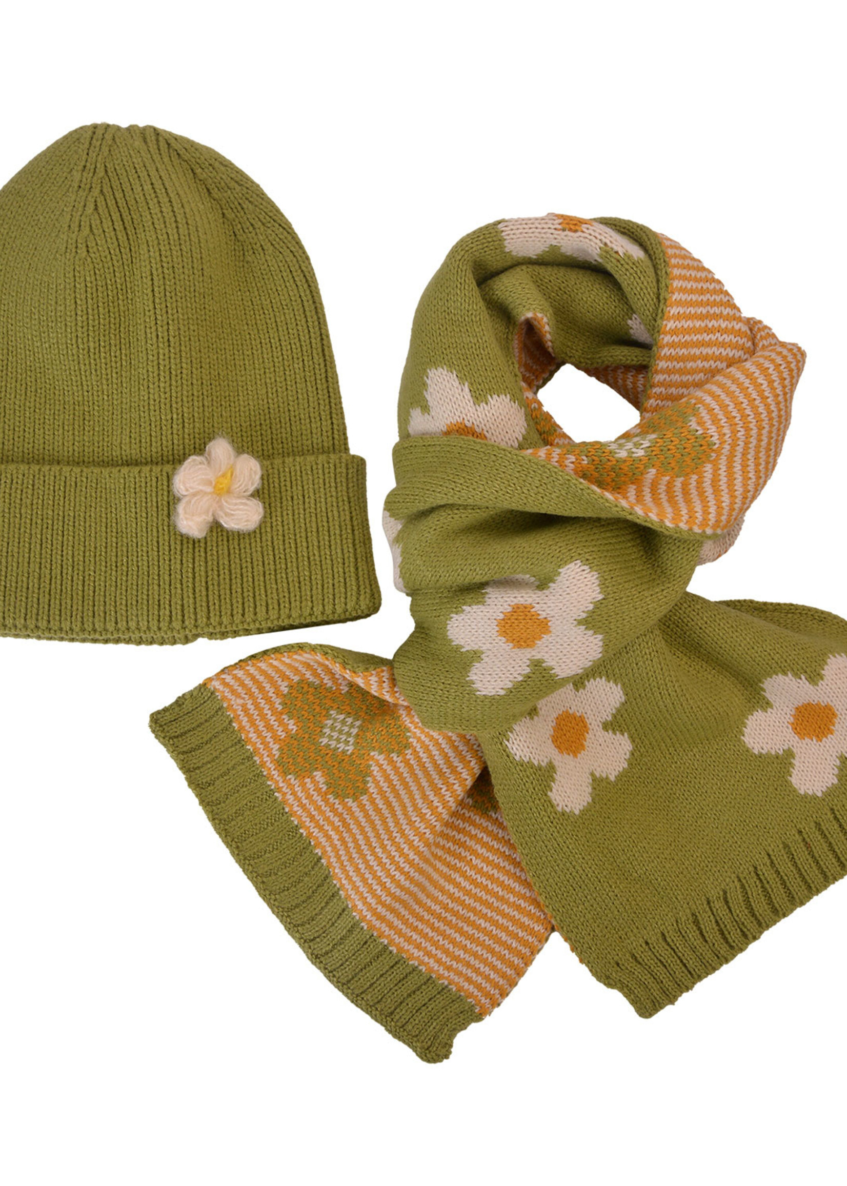Clayre & Eef Écharpe / bonnet enfant set vert MLLLSH0002GR