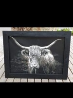Poster de jardin buffle noir / blanc sur pvc 60 x 85 cm exc. cadre 21088