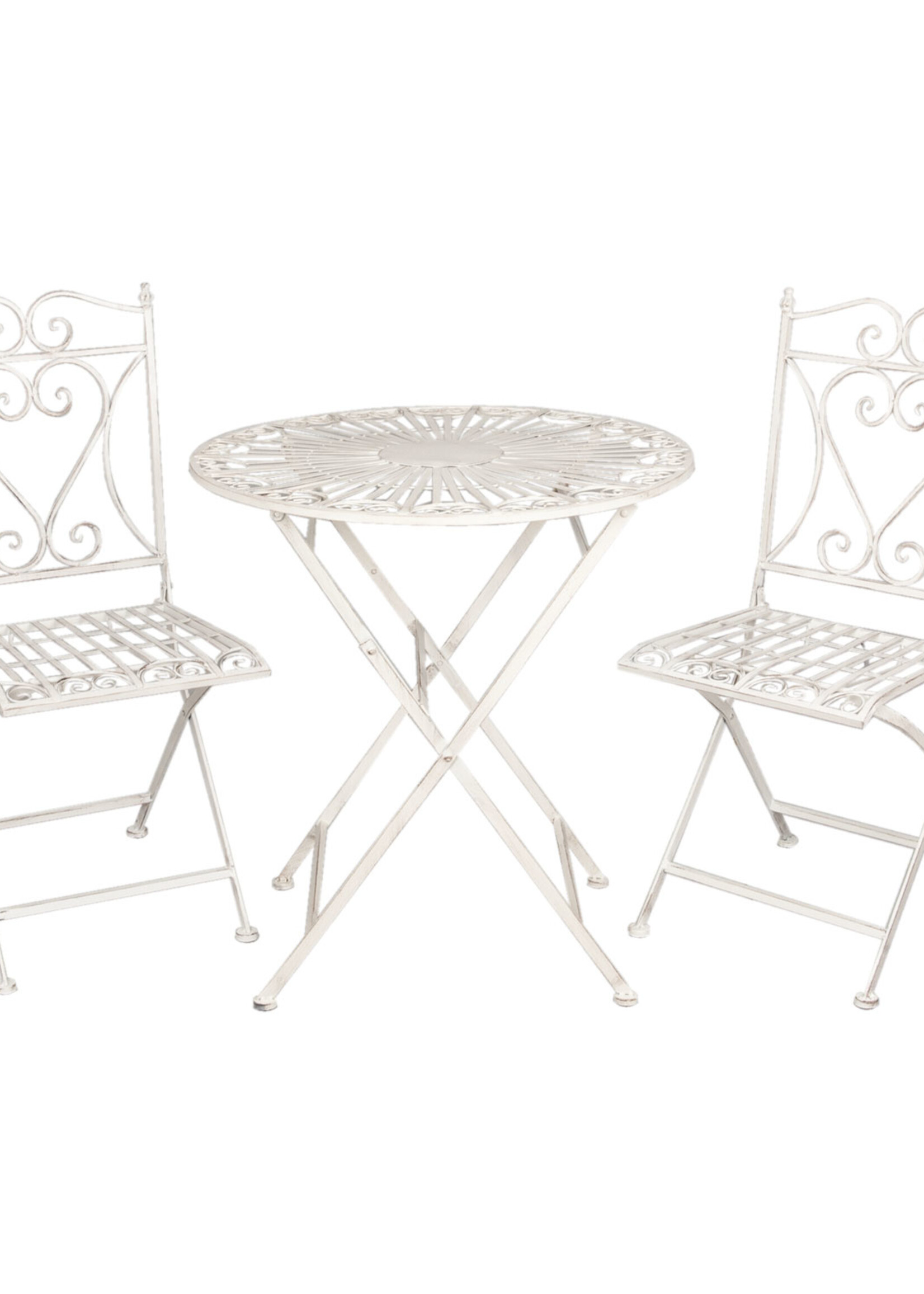 Clayre & Eef Table + 2 Chaises Ø 70*75 / 40*47*94 cm (2) 5Y0127