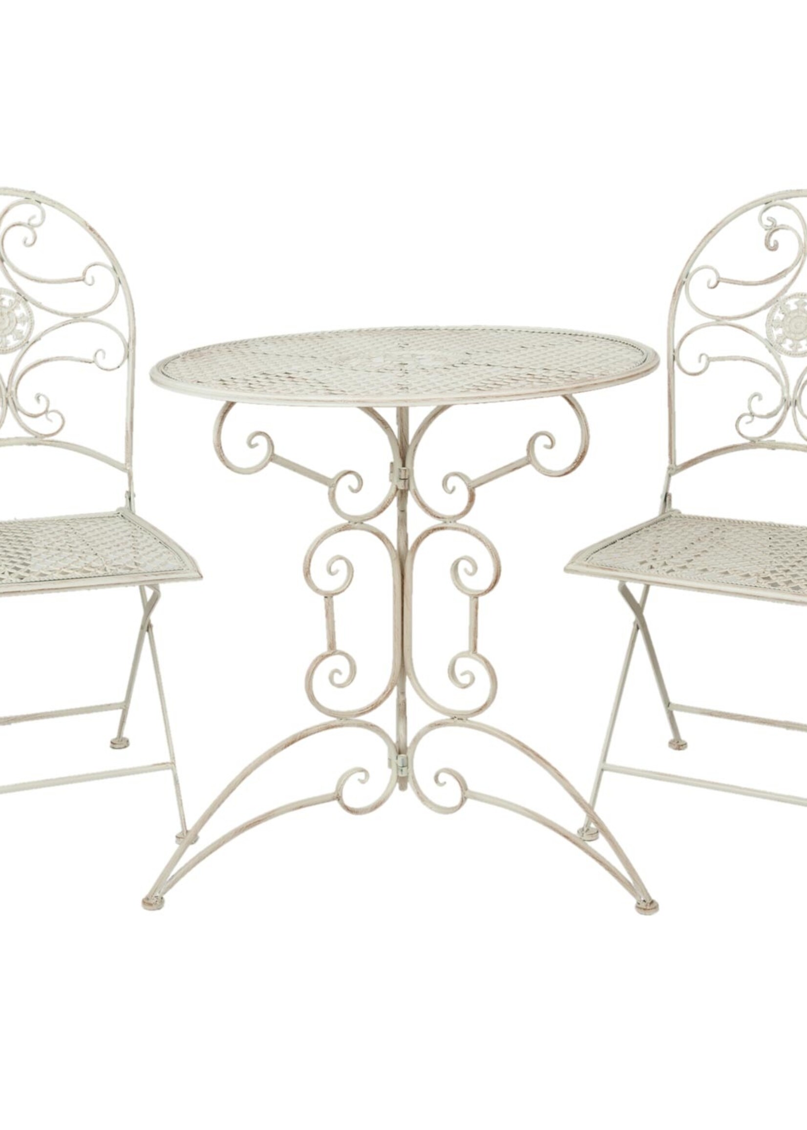 Clayre & Eef Table + 2x Chaises Ø 70*74 / 40*45*95 cm (2) 5Y0179