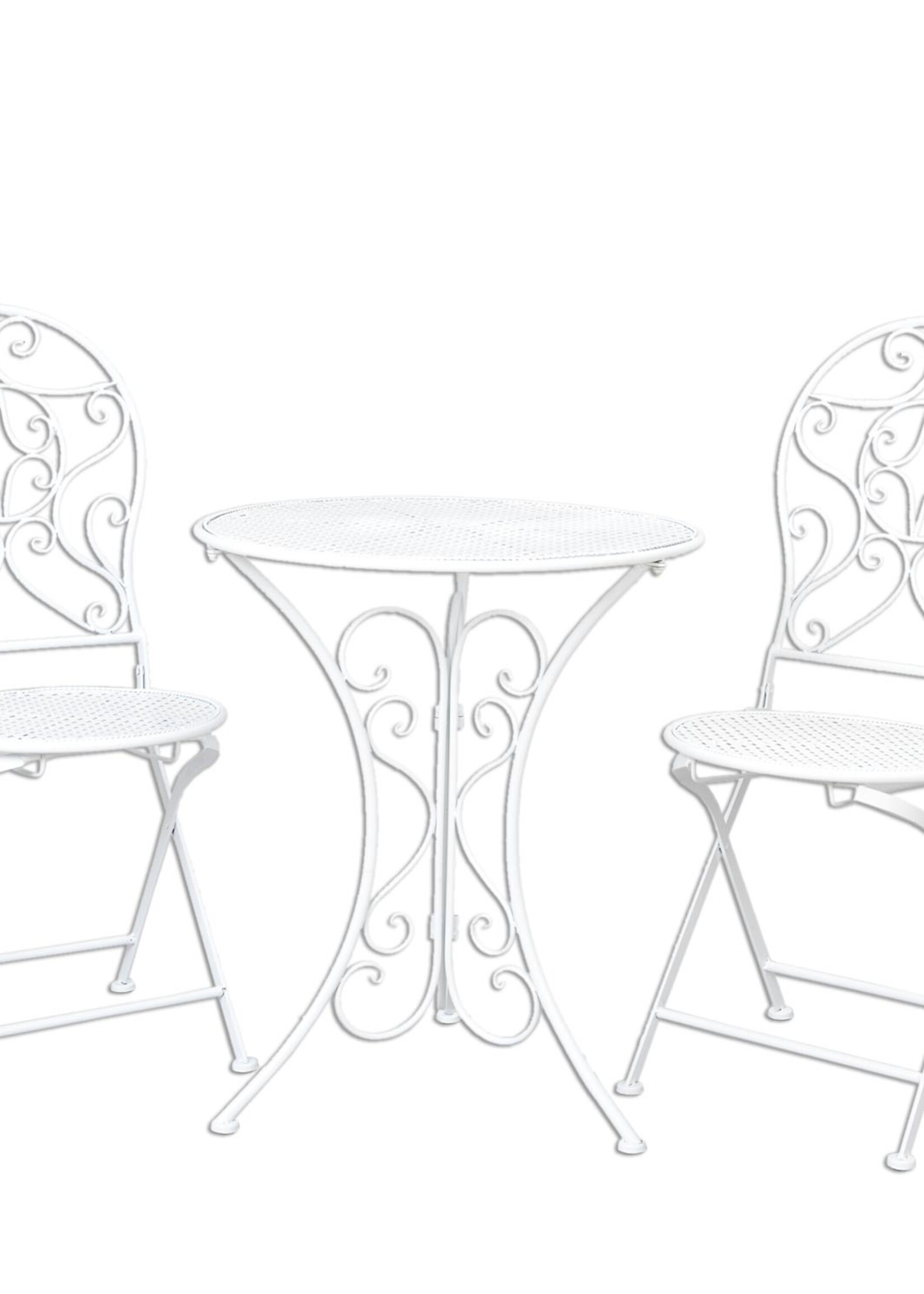 Clayre & Eef Table + 2x Chaise Ø 60*70 / 40*40*92 cm (2) 5Y0190