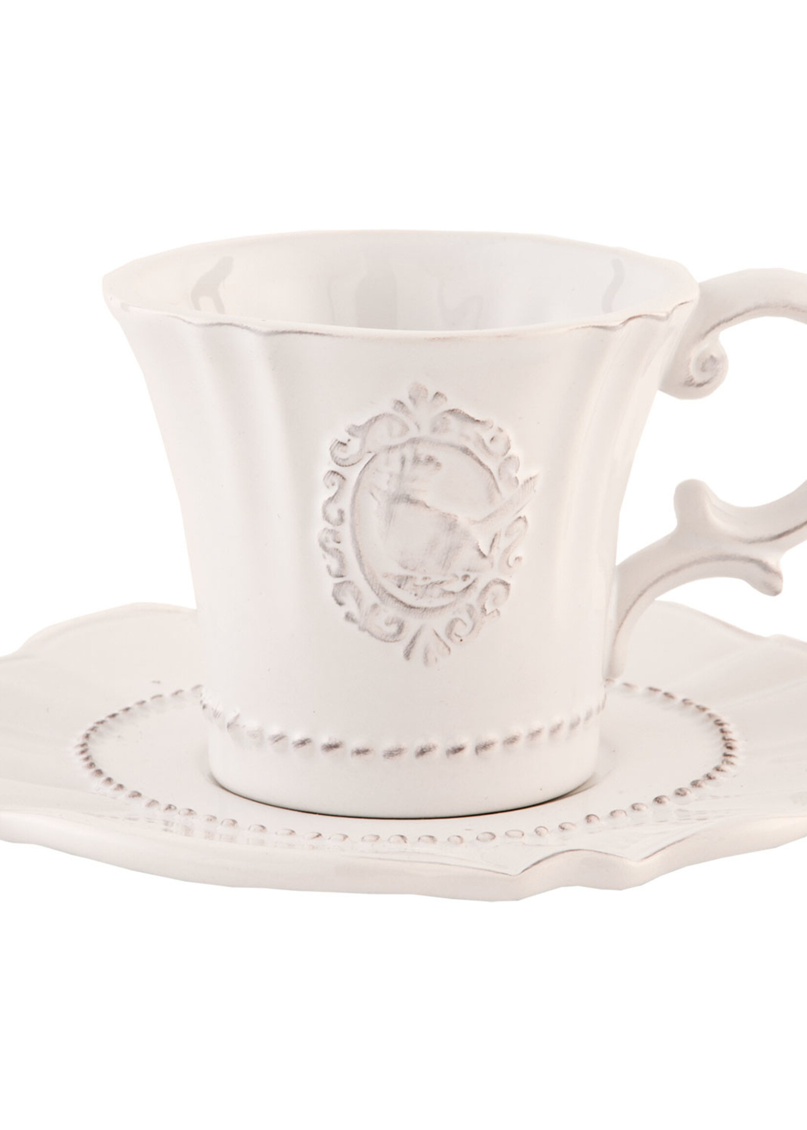 Clayre & Eef Kop en schotel Ø 15*8 cm / 125 ml 6CE0273