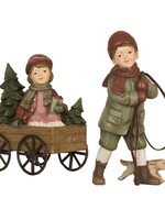 Clayre & Eef Kinderen met kar 20*7*16 cm 6PR0633