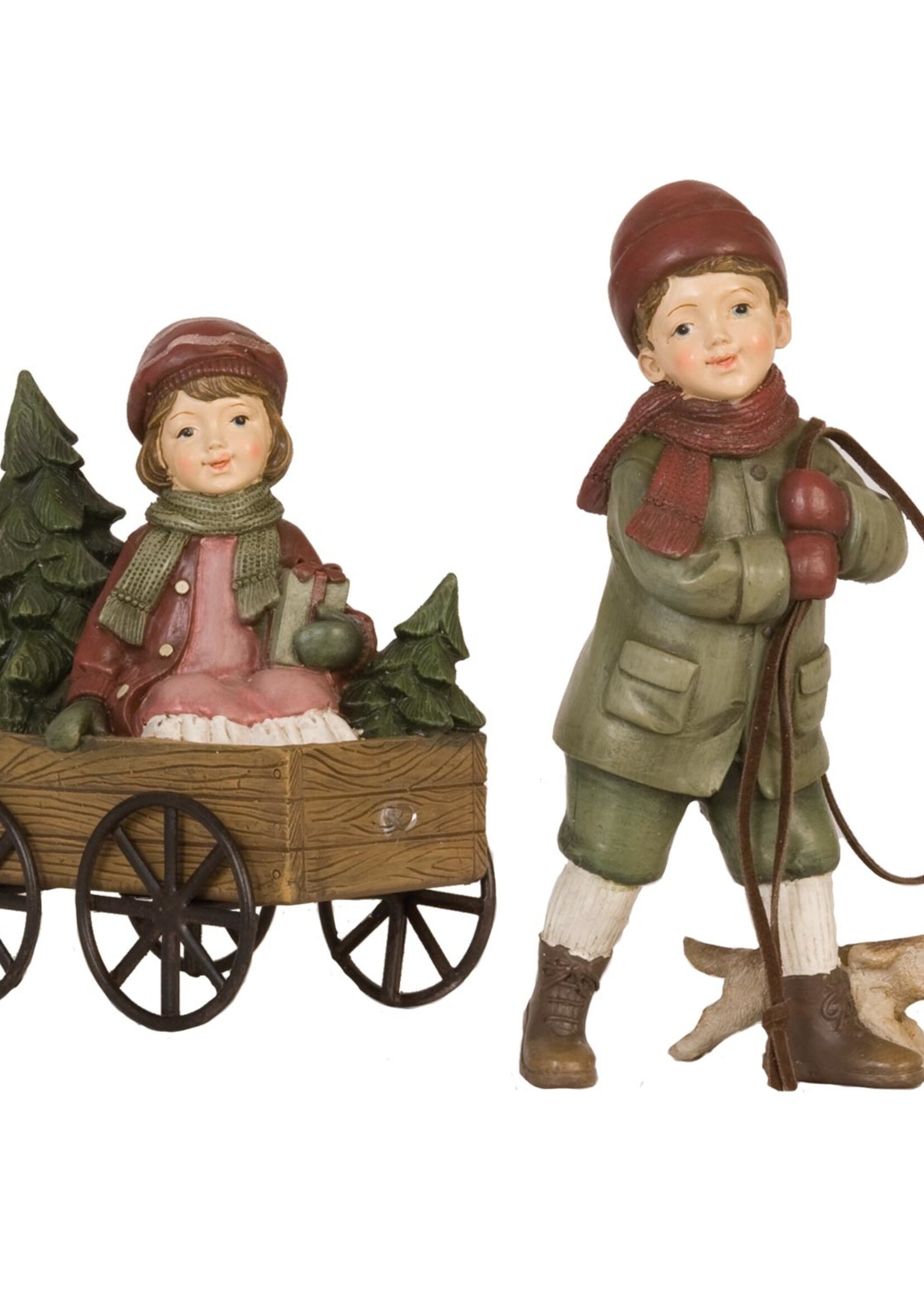 Clayre & Eef Kinderen met kar 20*7*16 cm 6PR0633