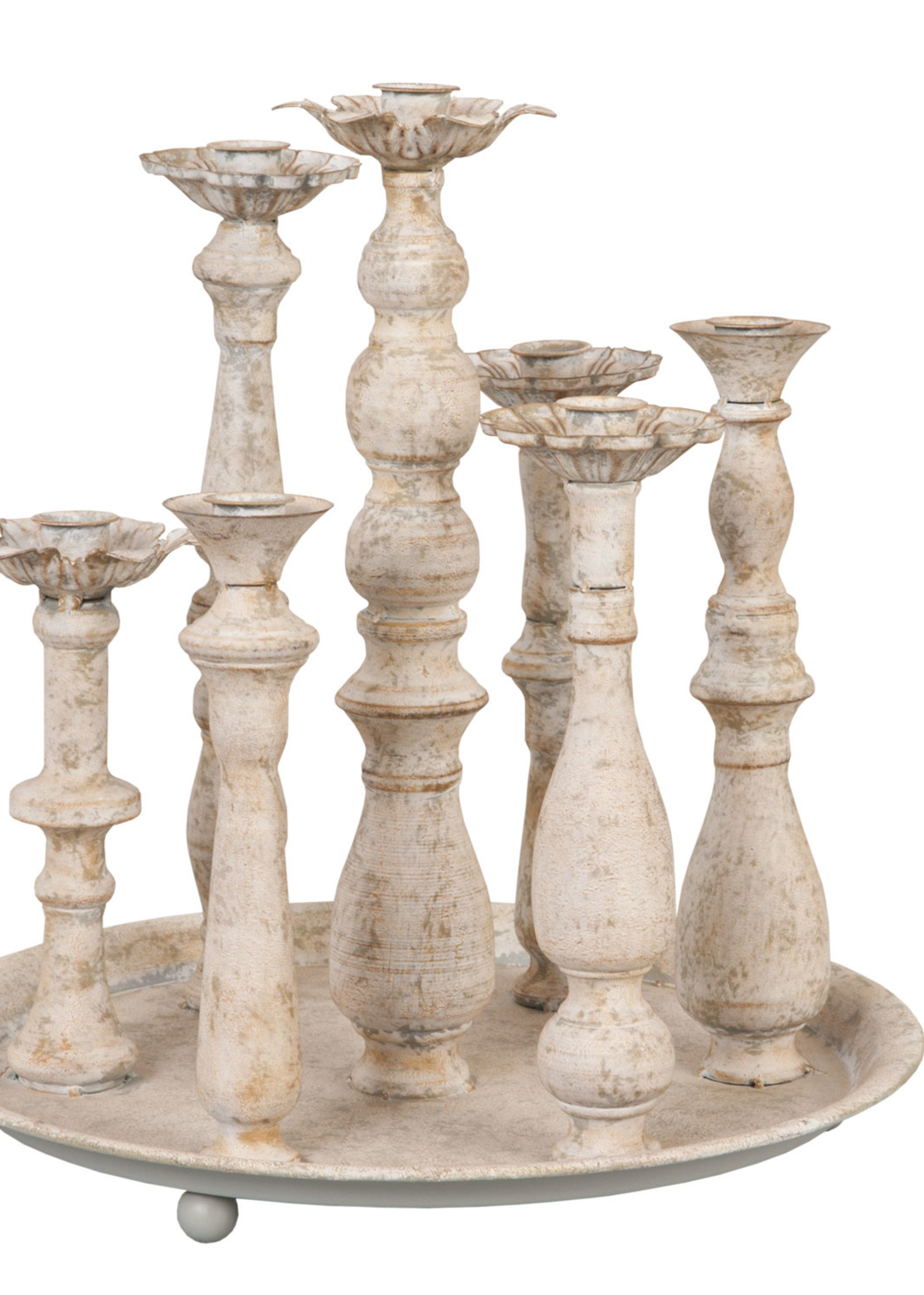 Clayre & Eef Kandelaars op dienblad Ø 35*36 cm 6Y1089